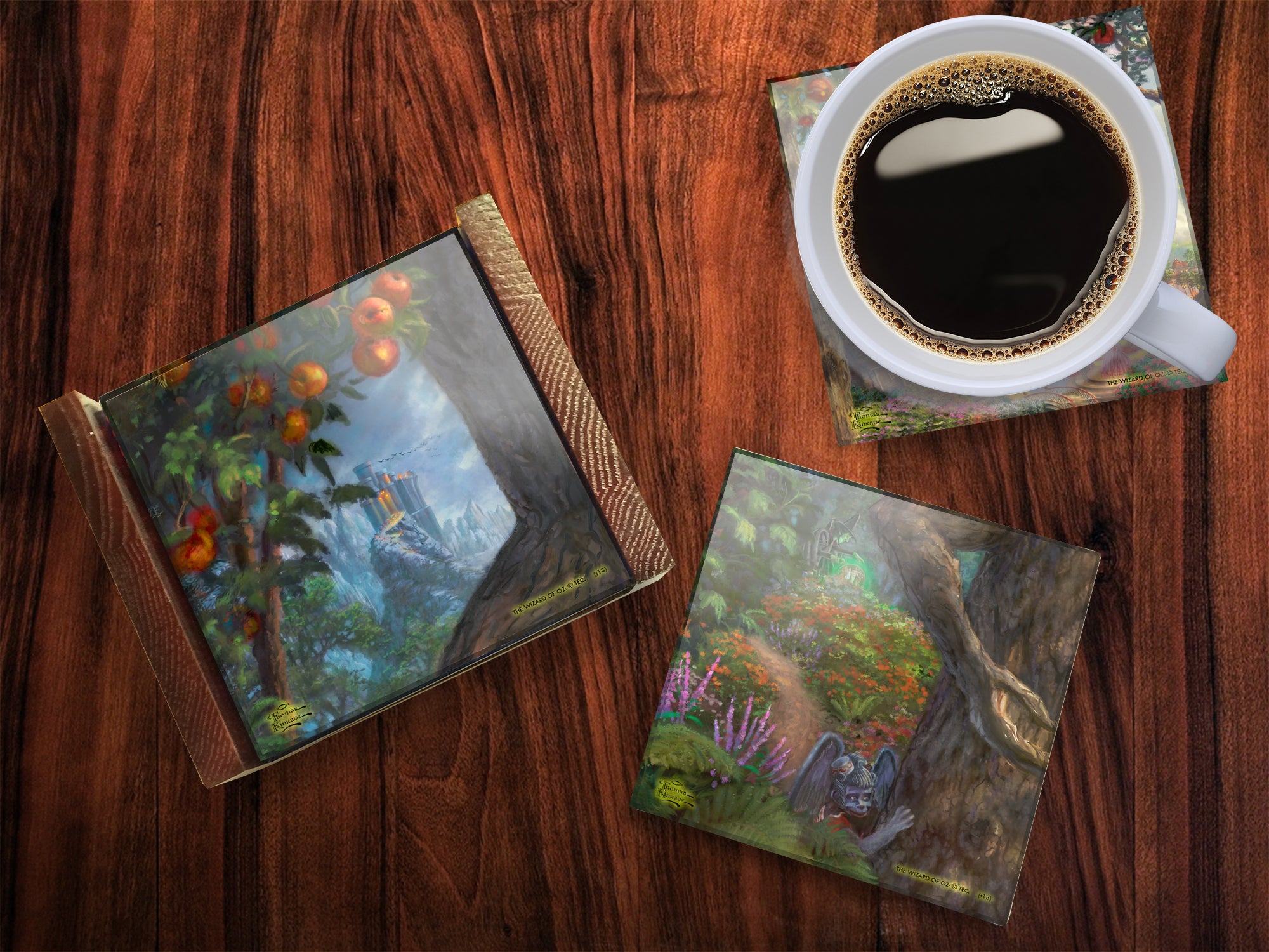 The Wizard of Oz (Follow the Yellow Brick Road - Thomas Kinkade Studios Studios) StarFire Prints™ Glass Coaster Set of Four SPCSTR385