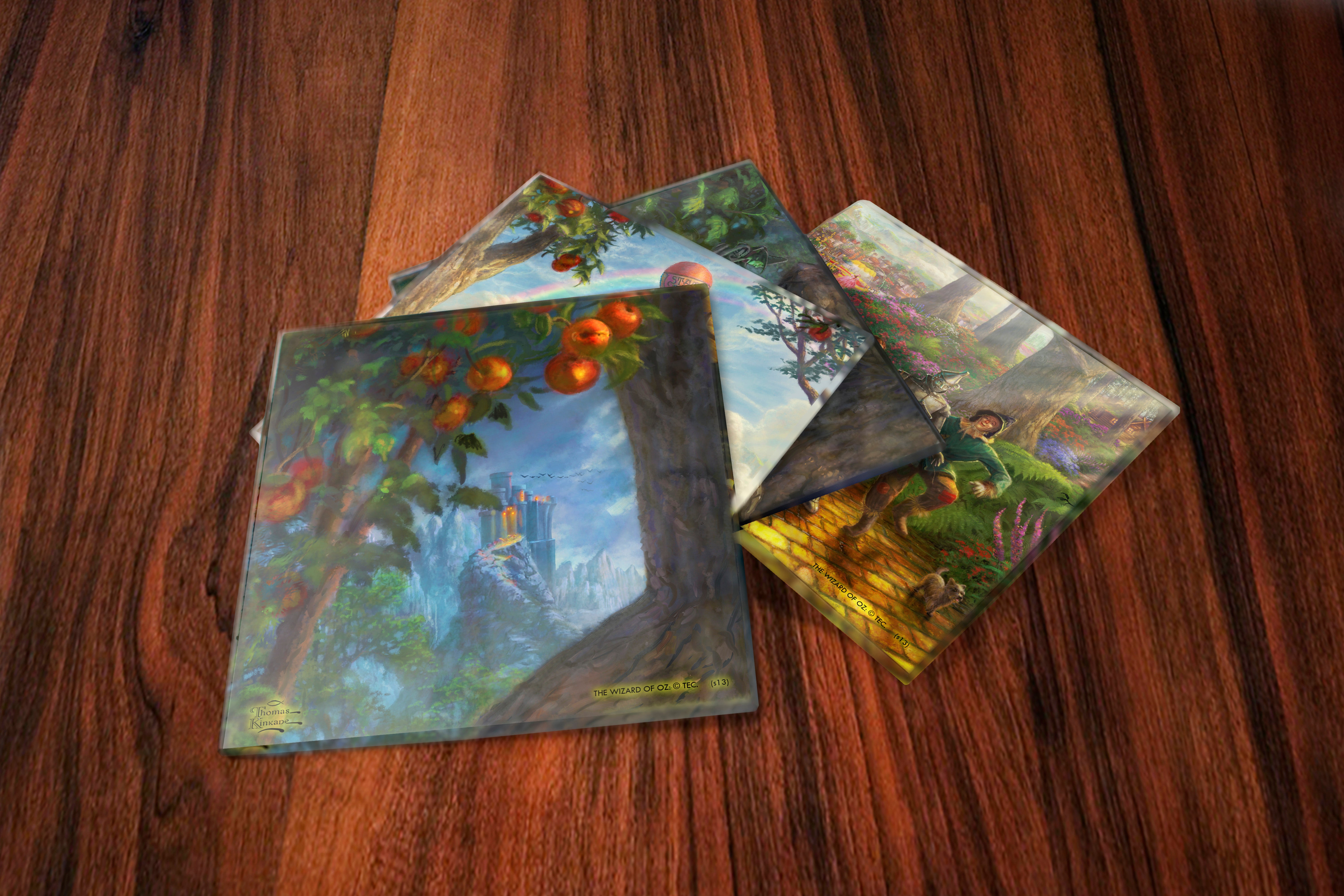 The Wizard of Oz (Follow the Yellow Brick Road - Thomas Kinkade Studios Studios) StarFire Prints™ Glass Coaster Set of Four SPCSTR385