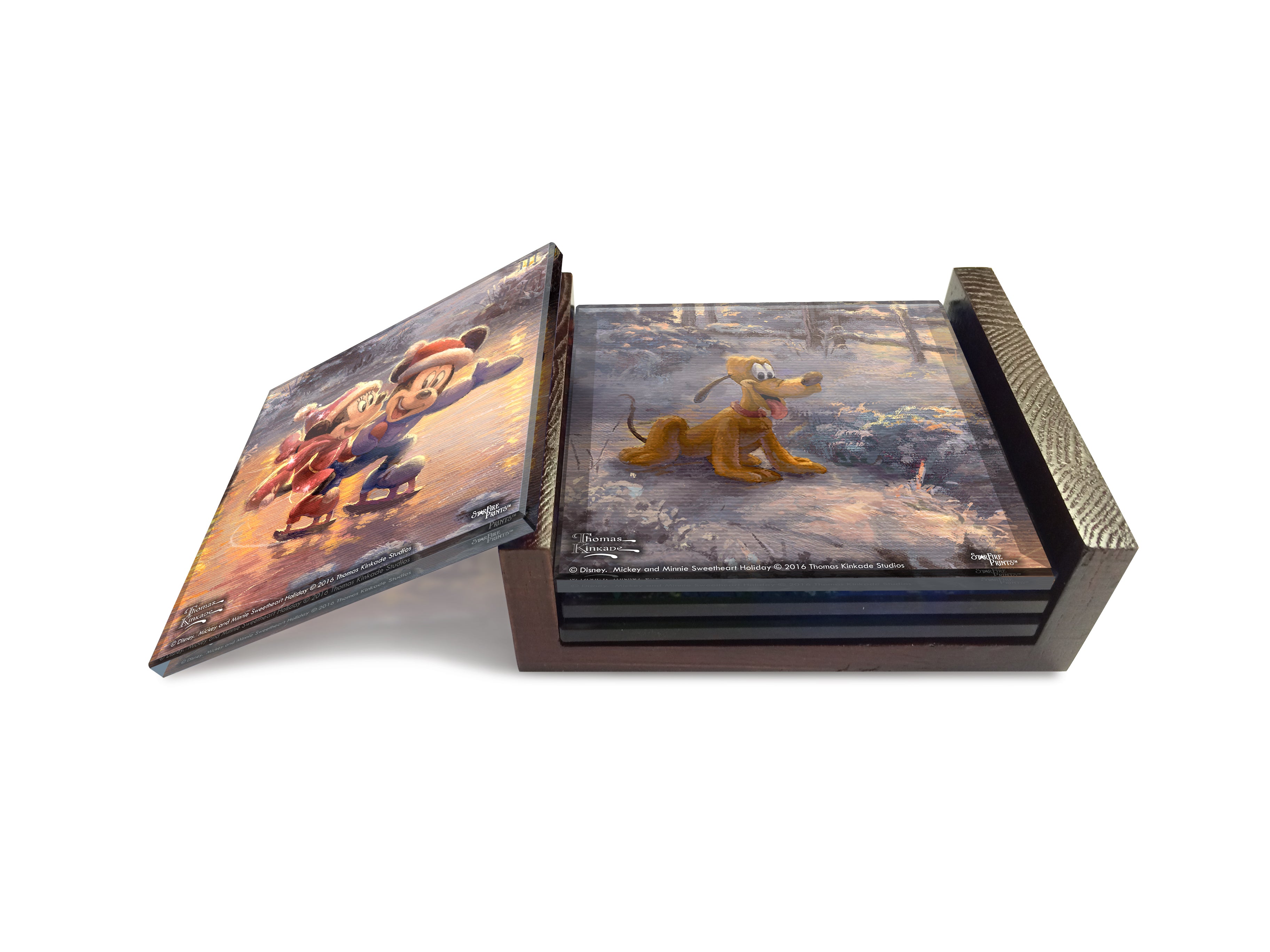 Disney (Mickey and Minnie Mouse Sweetheart Holiday) StarFire Prints™ Glass Coaster Set of Four SPCSTR694