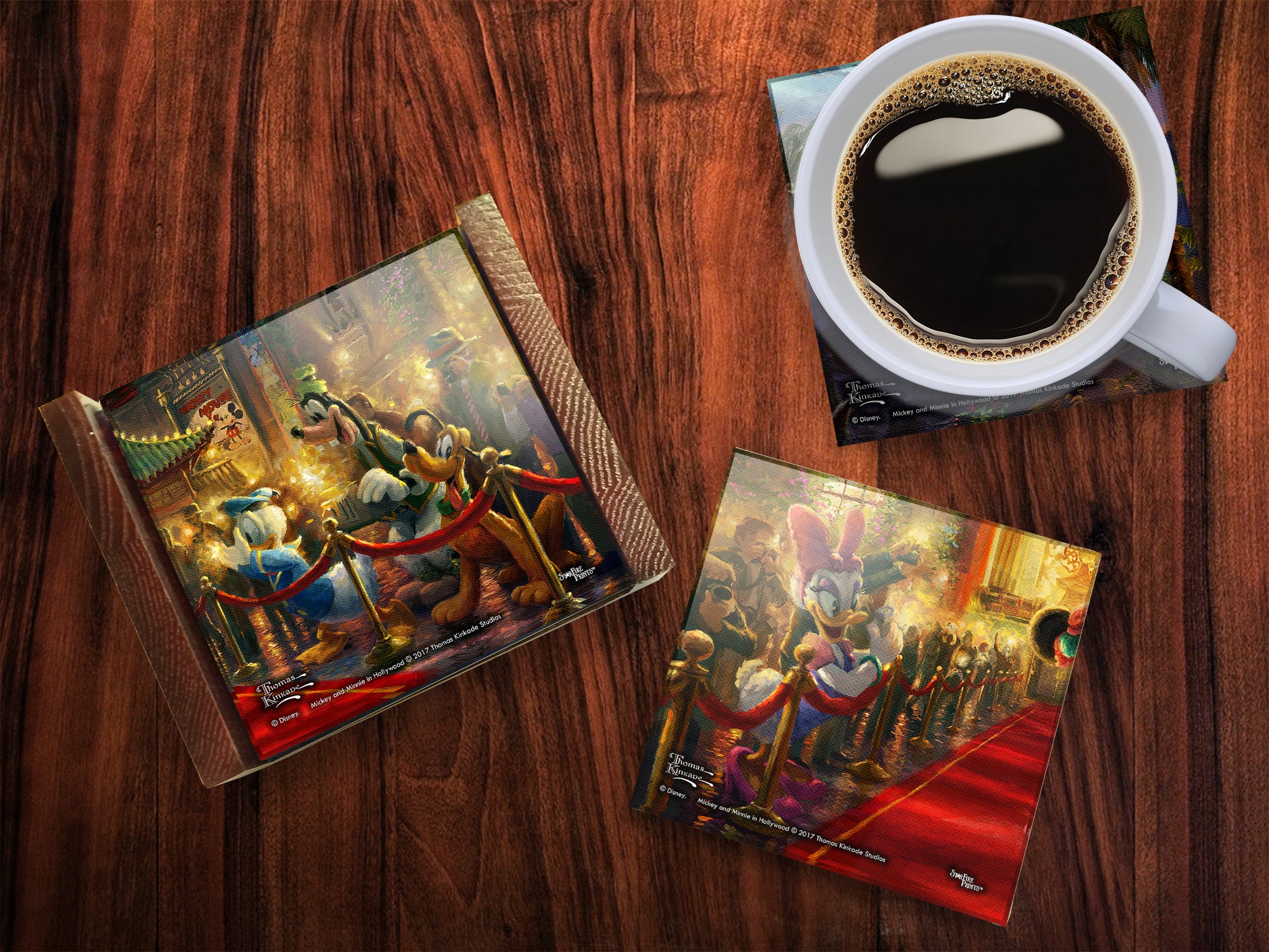 Disney (Mickey and Minnie Mouse in Hollywood) StarFire Prints™ Glass Coaster Set of Four SPCSTR799