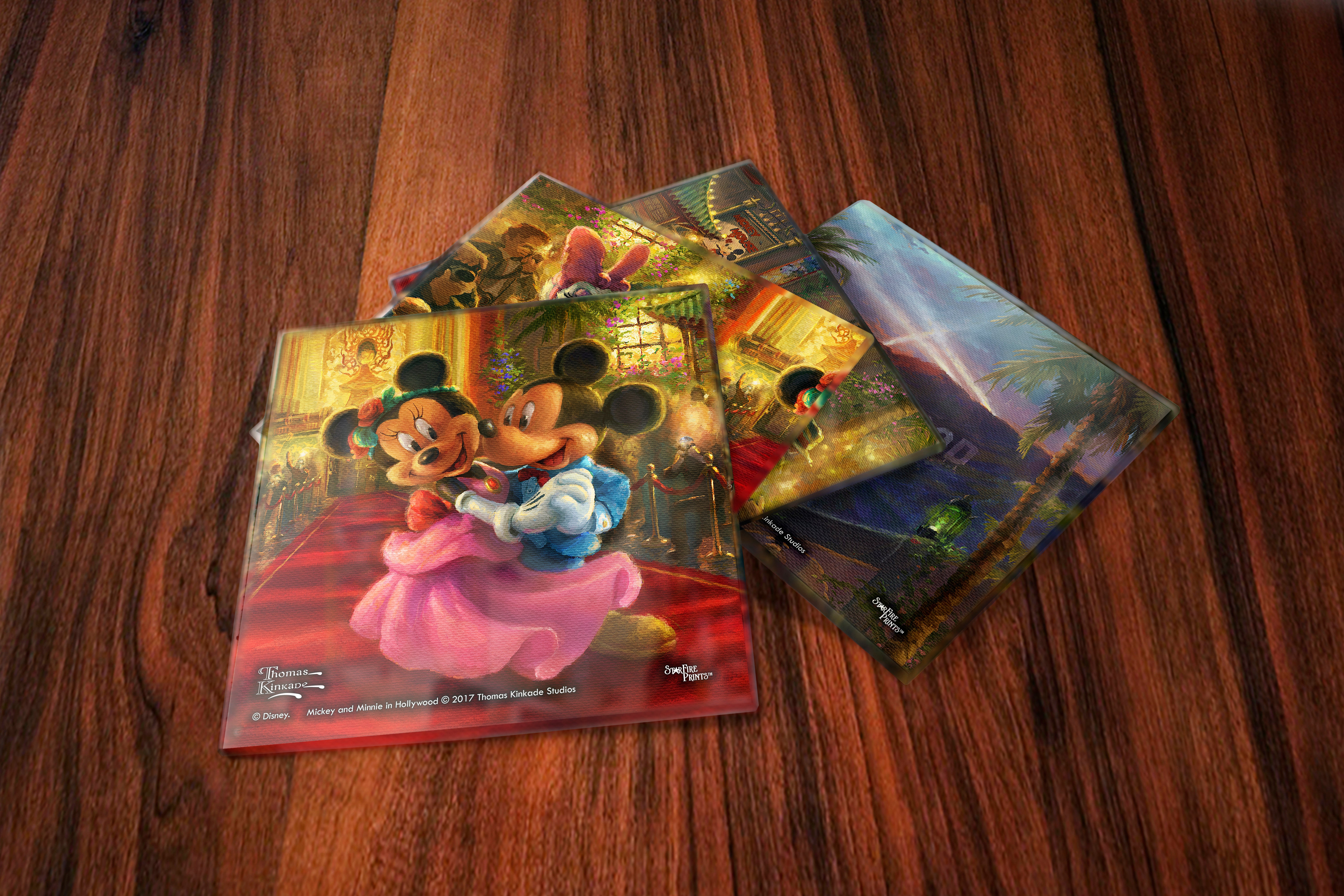 Disney (Mickey and Minnie Mouse in Hollywood) StarFire Prints™ Glass Coaster Set of Four SPCSTR799