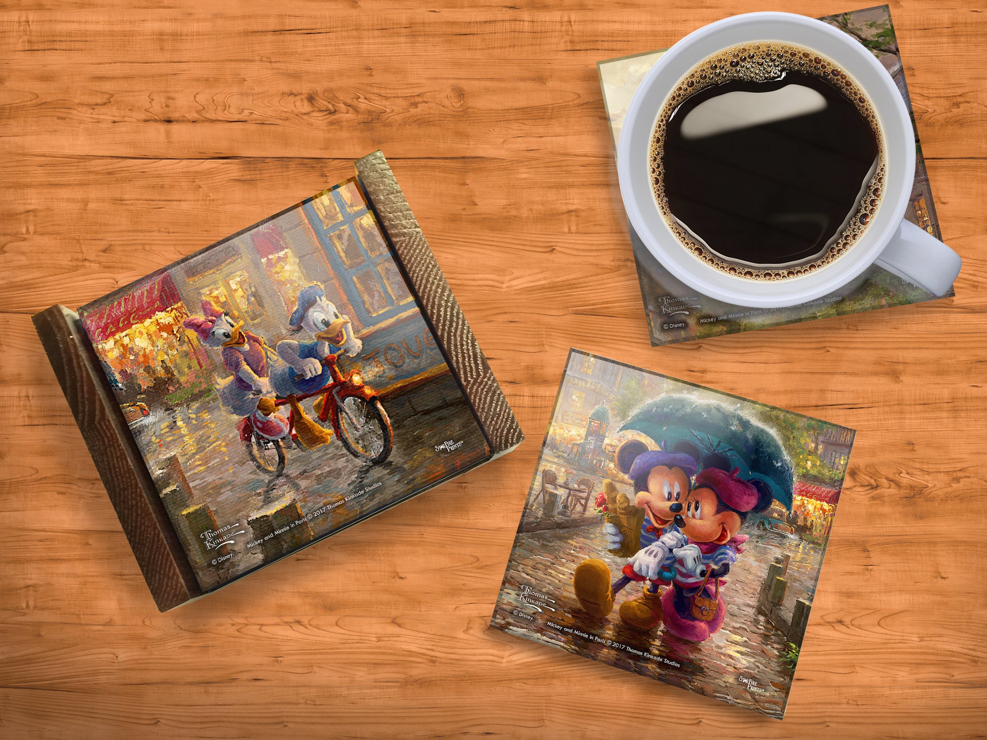 Disney (Mickey and Minnie Mouse in Paris) StarFire Prints™ Glass Coaster Set of Four SPCSTR844