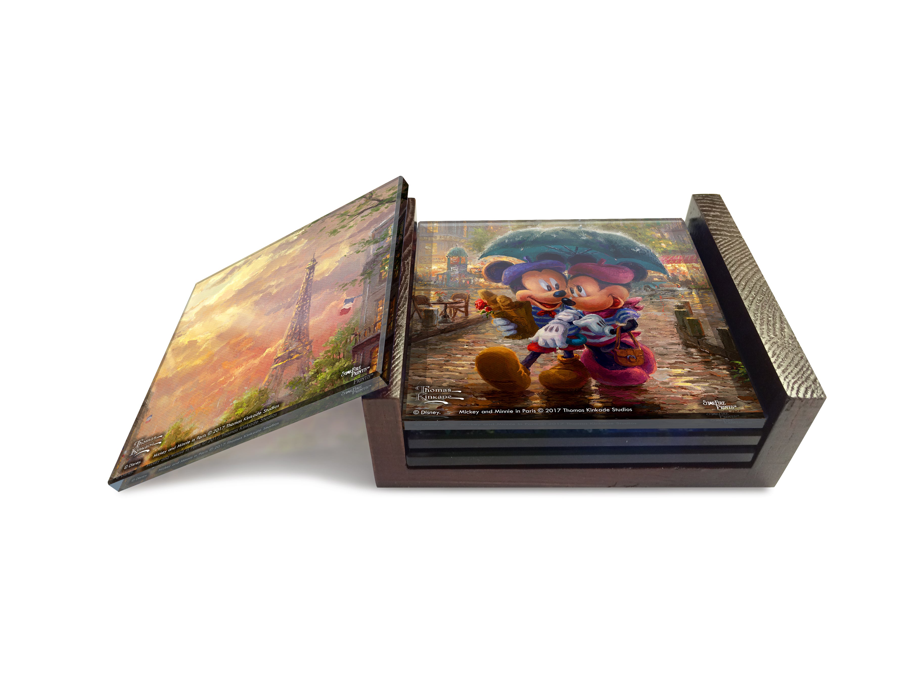 Disney (Mickey and Minnie Mouse in Paris) StarFire Prints™ Glass Coaster Set of Four SPCSTR844