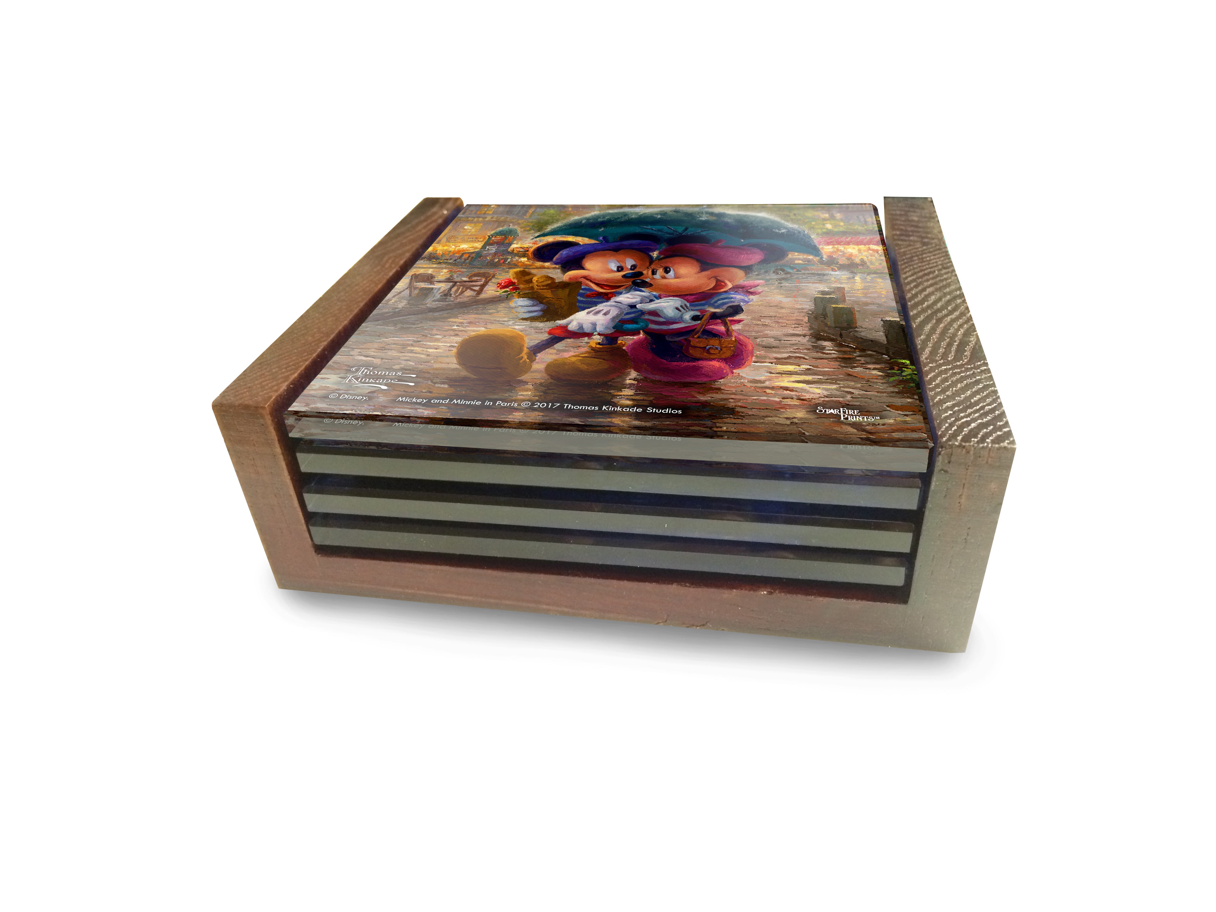 Disney (Mickey and Minnie Mouse in Paris) StarFire Prints™ Glass Coaster Set of Four SPCSTR844