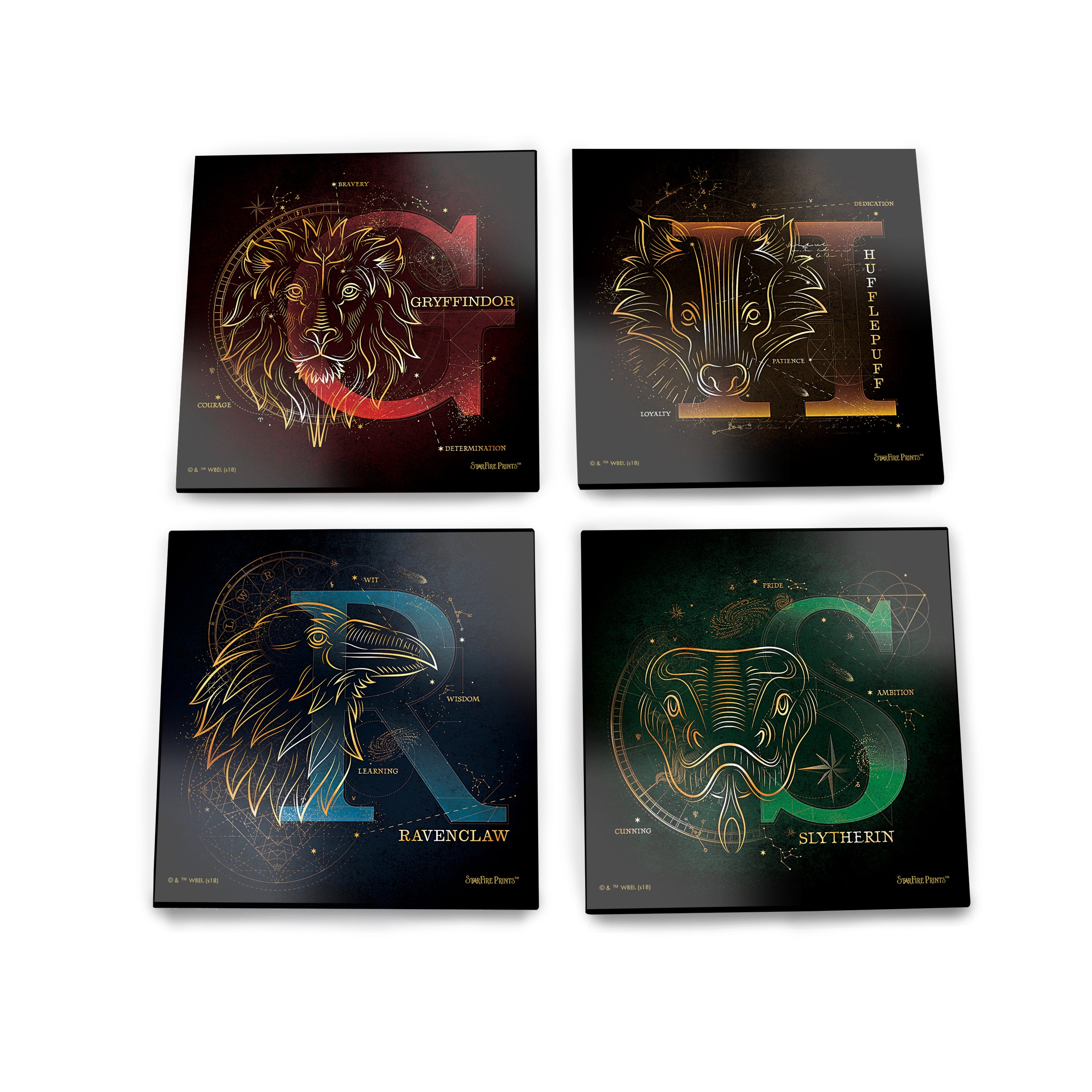 Harry Potter (Hogwarts Celestial House Crests) StarFire Prints™ Glass Coaster Set of Four SPCSTR973