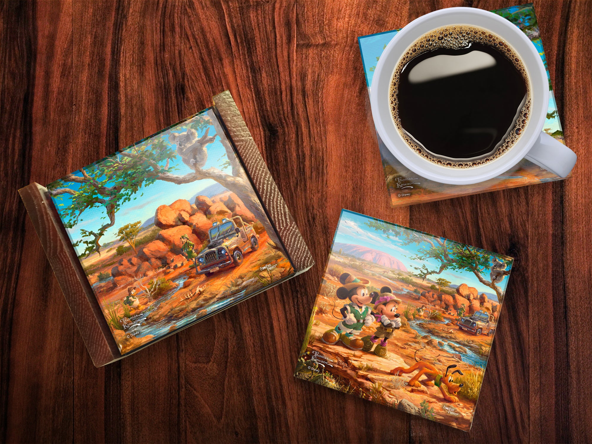 Disney (Minnie and Mickey Mouse in the Outback) StarFire Prints™ Glass Coaster Set of Four SPCSTR987