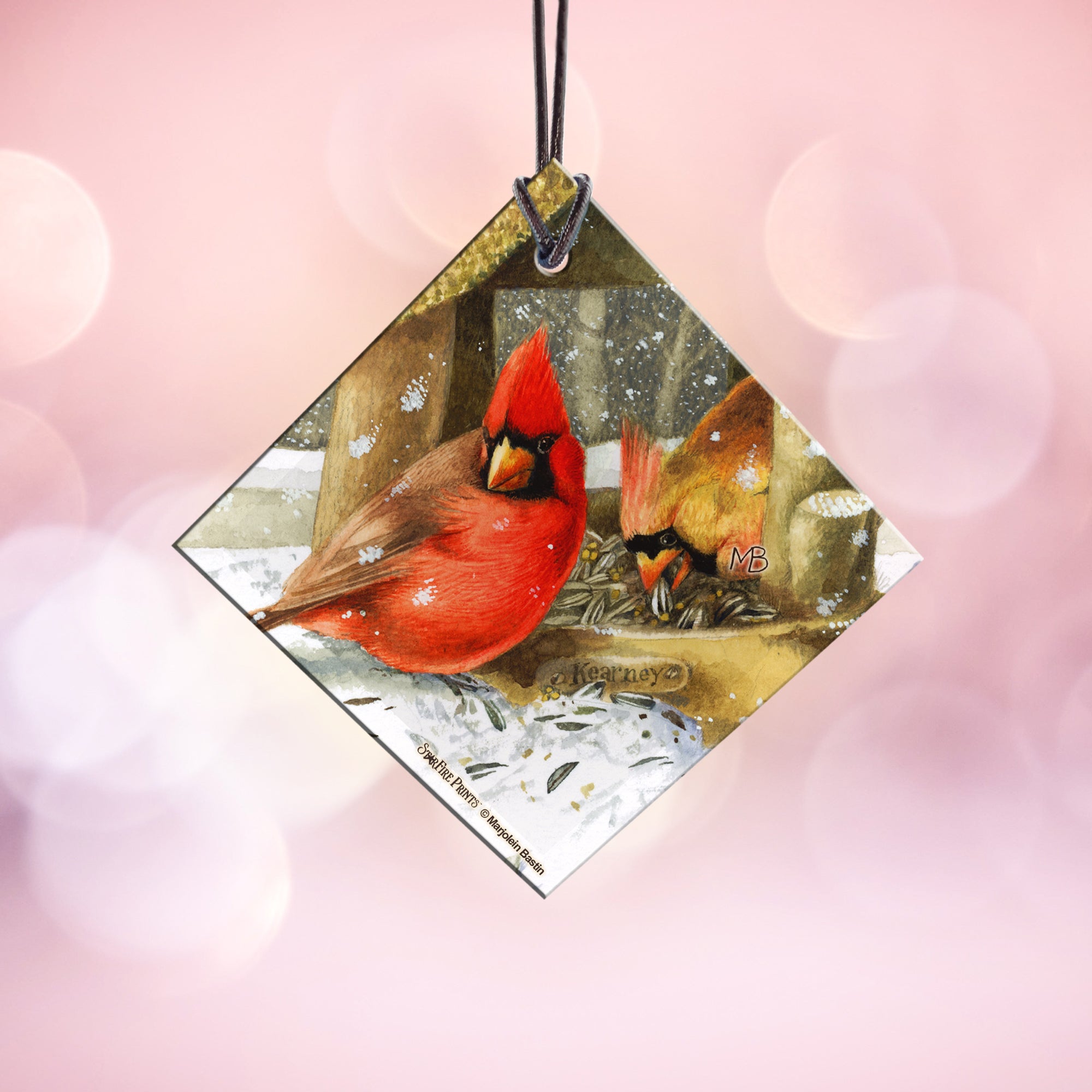 Marjolein Bastin (Winter Cardinals) StarFire Prints™ Hanging Glass Print SPSQU678