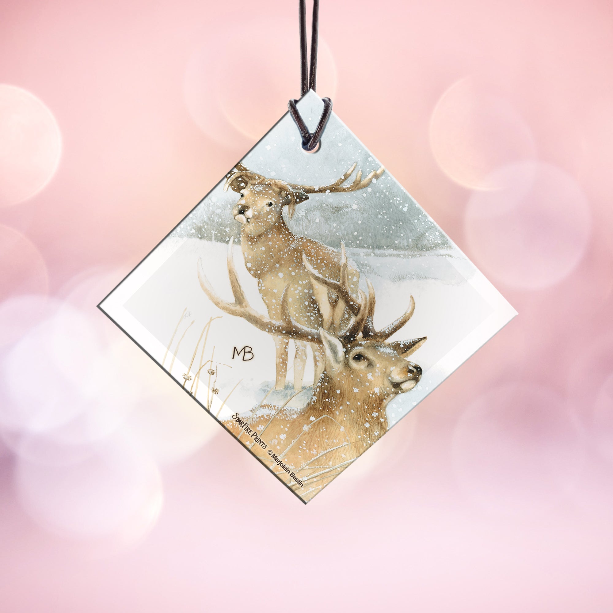 Marjolein Bastin (Snowy Deer) StarFire Prints™ Hanging Glass Print SPSQU683