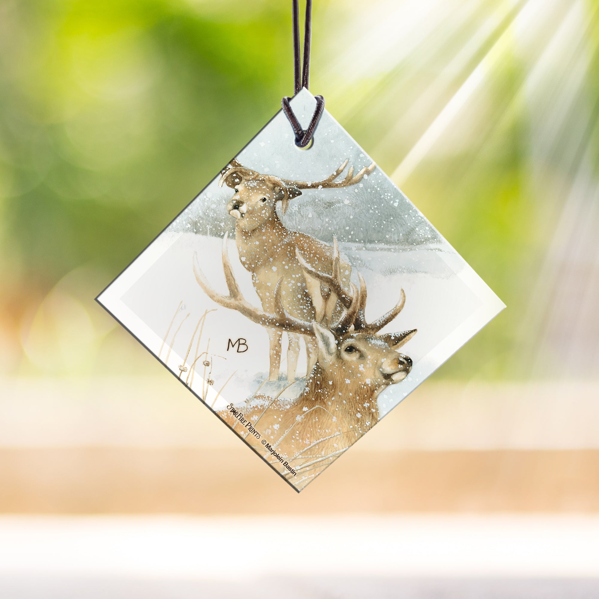 Marjolein Bastin (Snowy Deer) StarFire Prints™ Hanging Glass Print SPSQU683