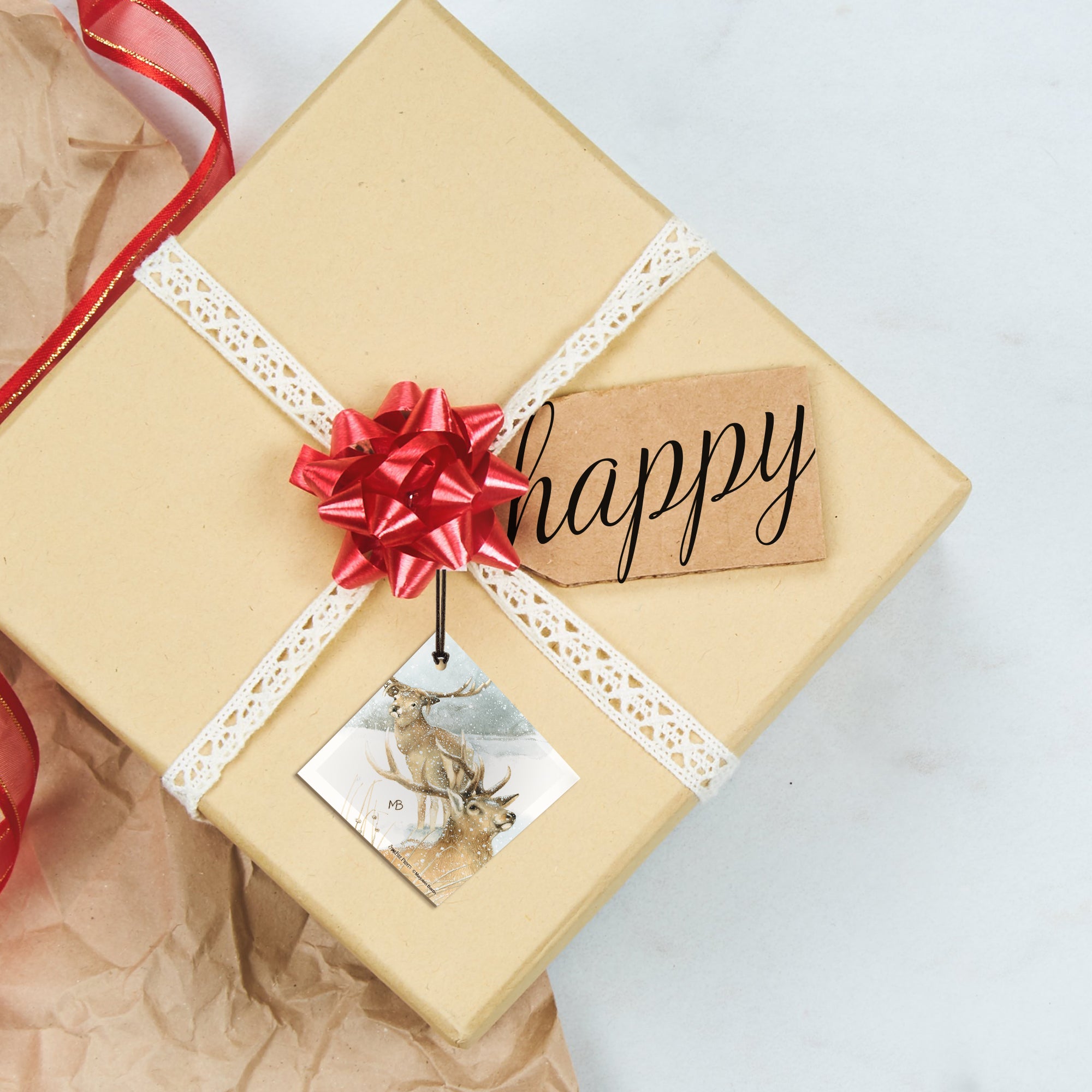 Marjolein Bastin (Snowy Deer) StarFire Prints™ Hanging Glass Print SPSQU683