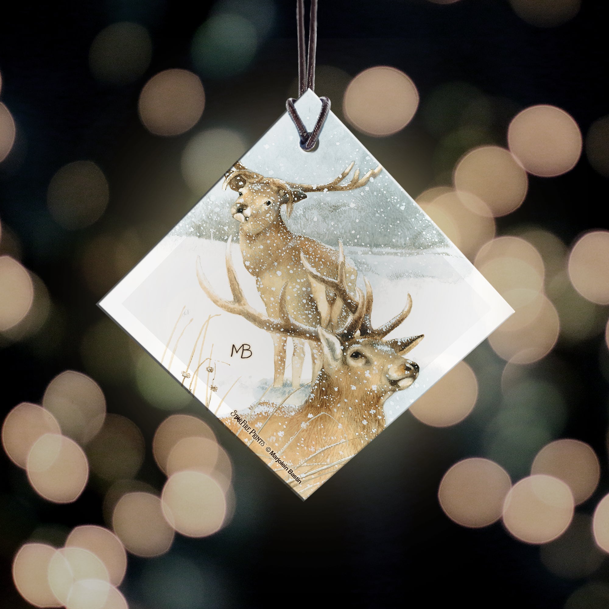 Marjolein Bastin (Snowy Deer) StarFire Prints™ Hanging Glass Print SPSQU683
