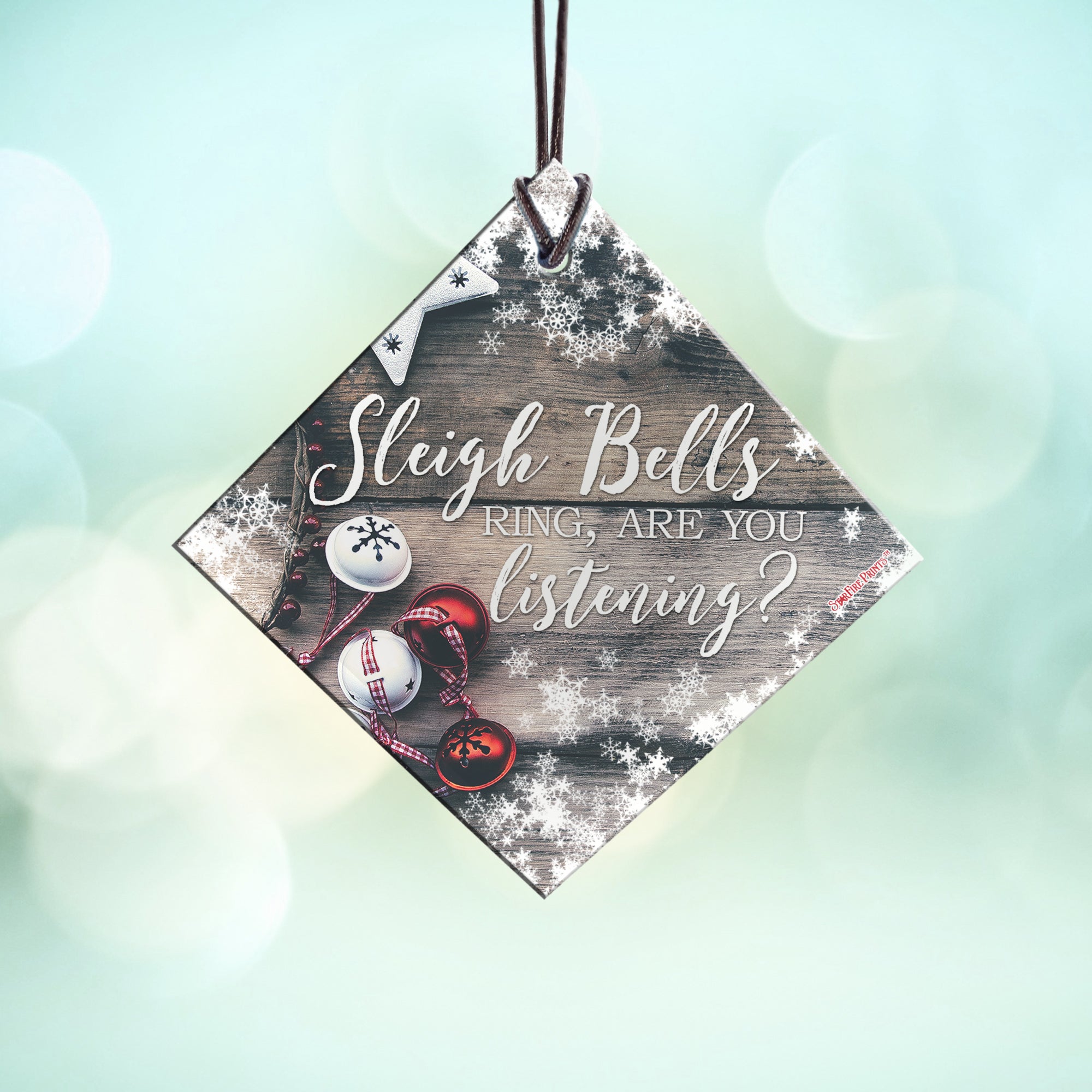 Christmas Collection (Sleigh Bells) StarFire Prints™ Hanging Glass Print SPSQU785