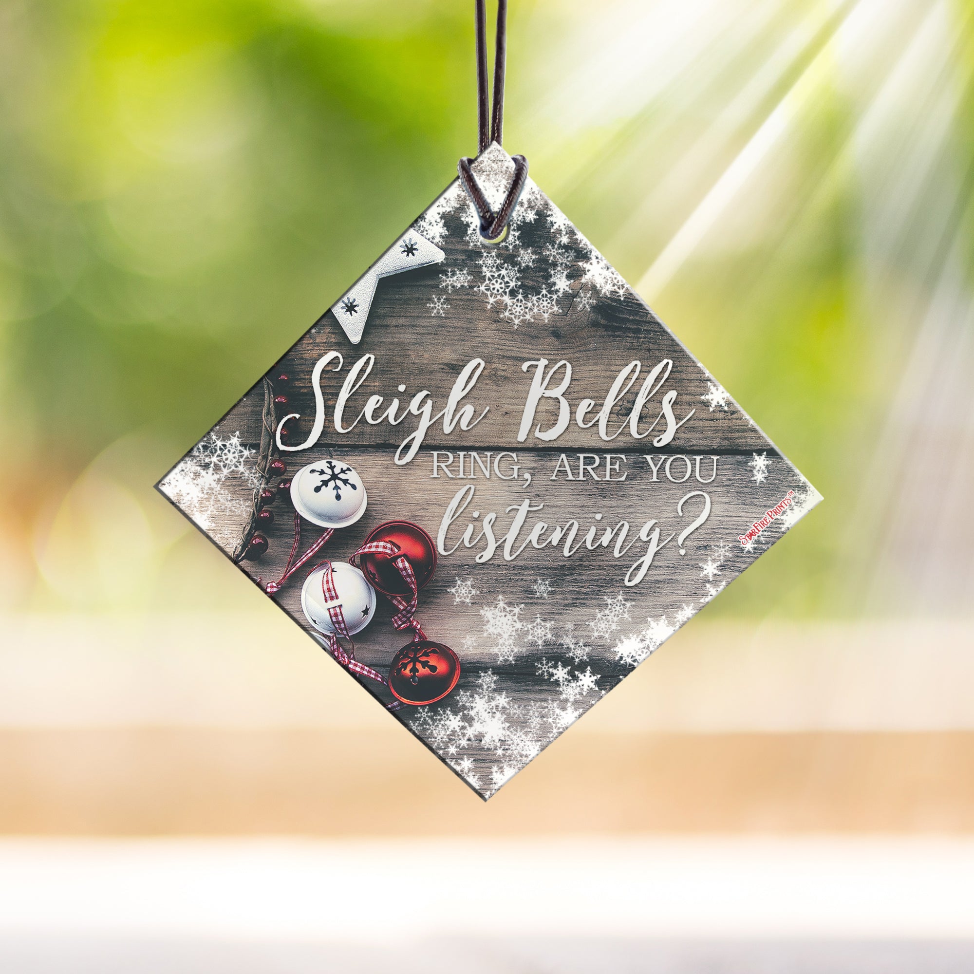 Christmas Collection (Sleigh Bells) StarFire Prints™ Hanging Glass Print SPSQU785
