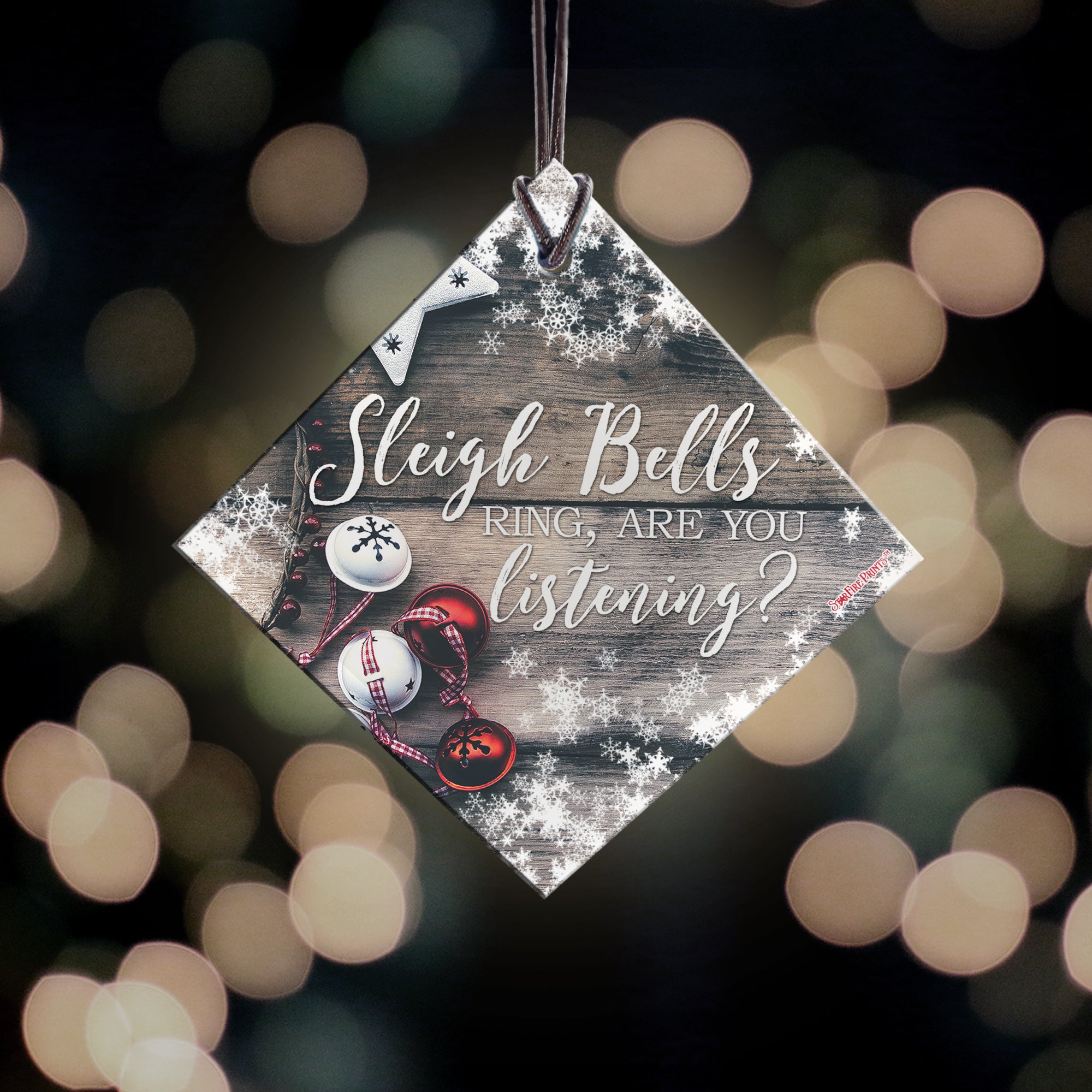 Christmas Collection (Sleigh Bells) StarFire Prints™ Hanging Glass Print SPSQU785