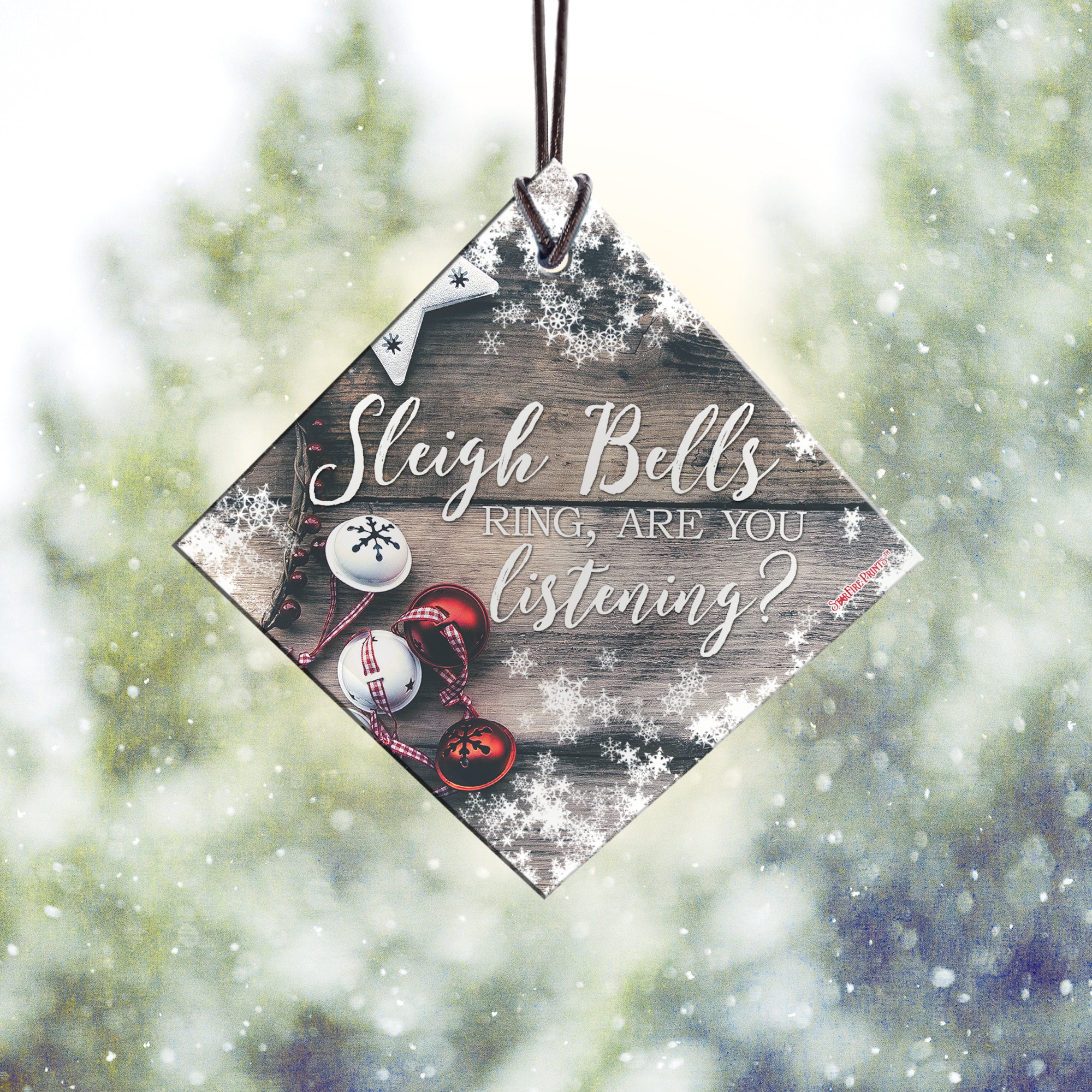 Christmas Collection (Sleigh Bells) StarFire Prints™ Hanging Glass Print SPSQU785