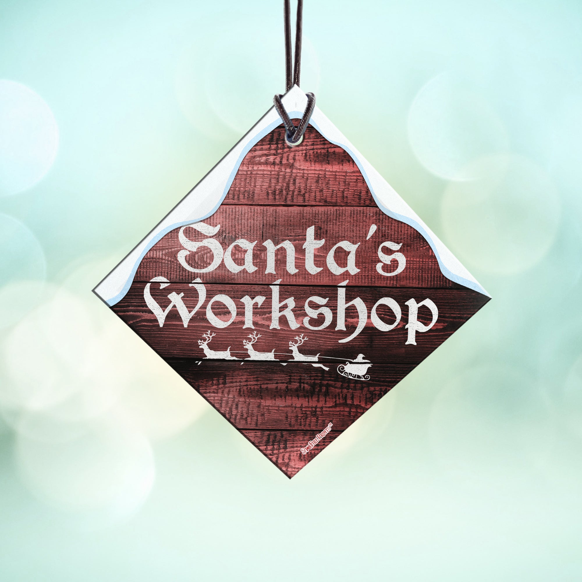 Christmas Collection (Santas Workshop) StarFire Prints™ Hanging Glass Print SPSQU804