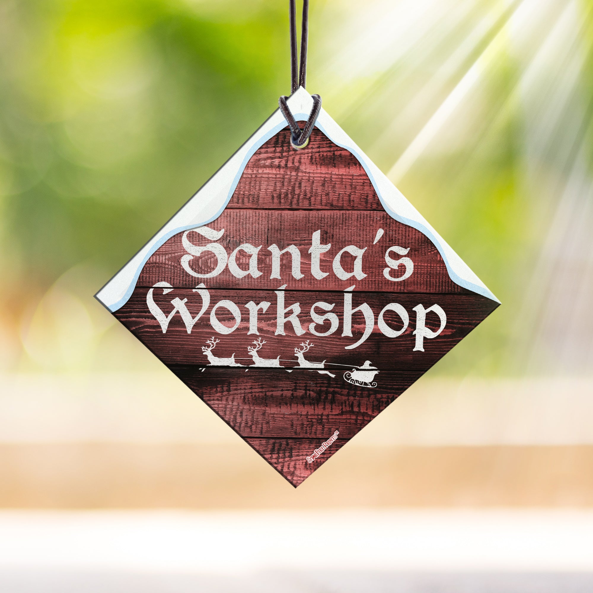 Christmas Collection (Santas Workshop) StarFire Prints™ Hanging Glass Print SPSQU804