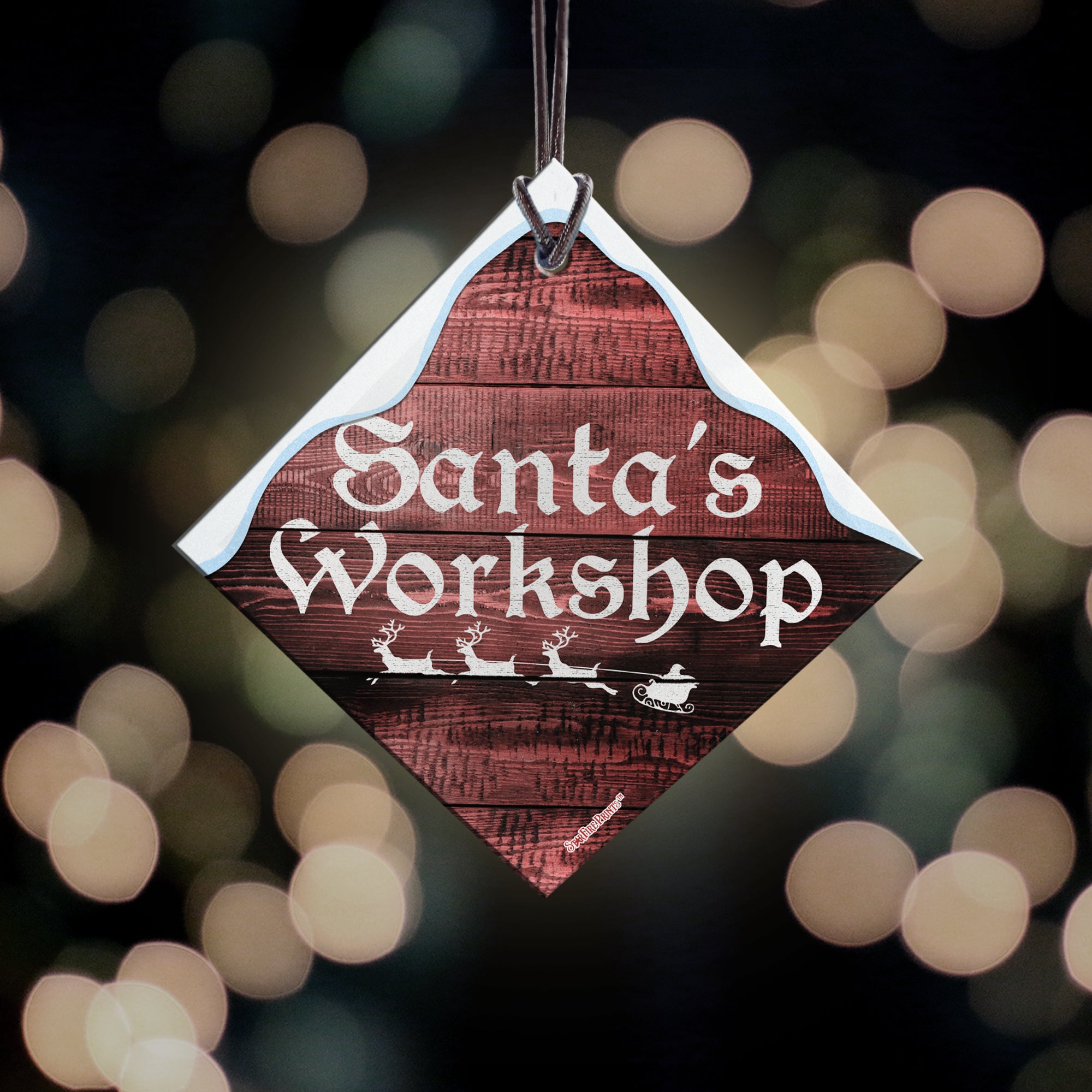 Christmas Collection (Santas Workshop) StarFire Prints™ Hanging Glass Print SPSQU804