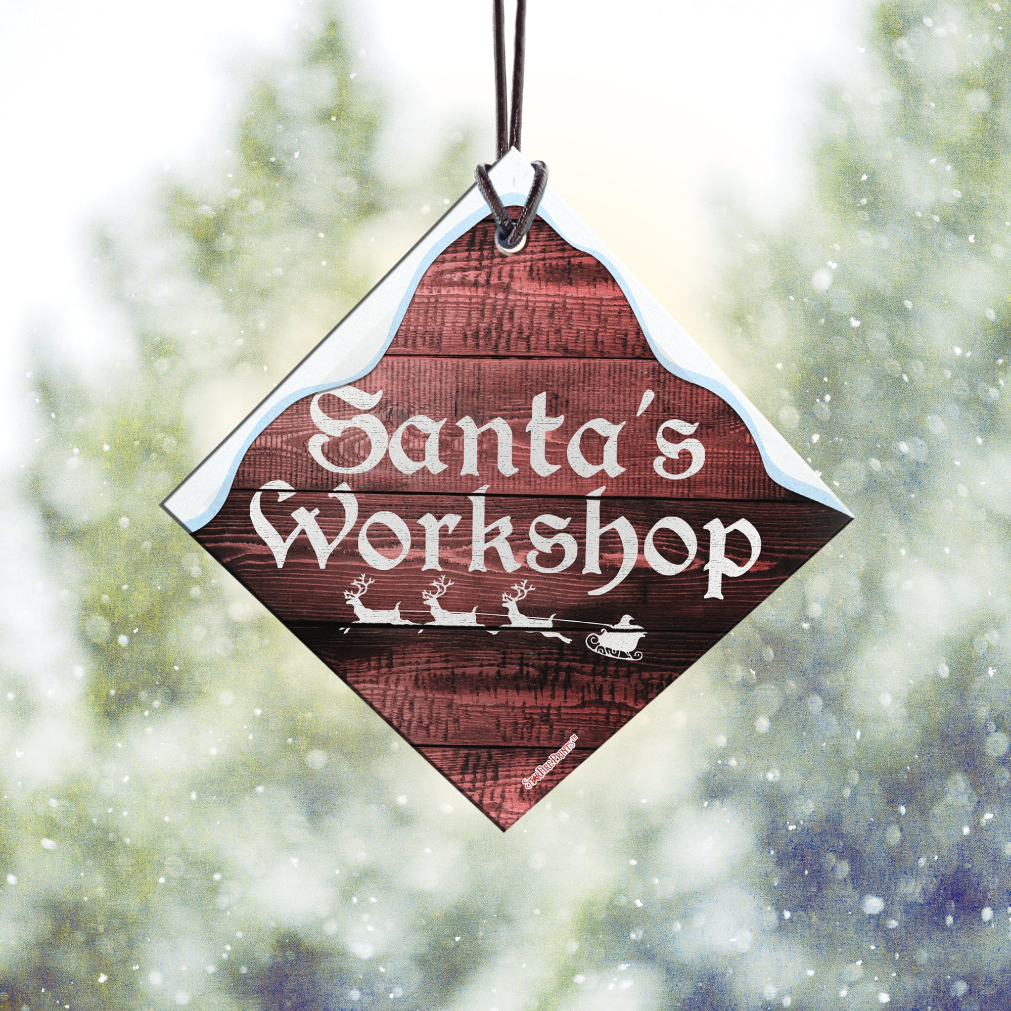Christmas Collection (Santas Workshop) StarFire Prints™ Hanging Glass Print SPSQU804