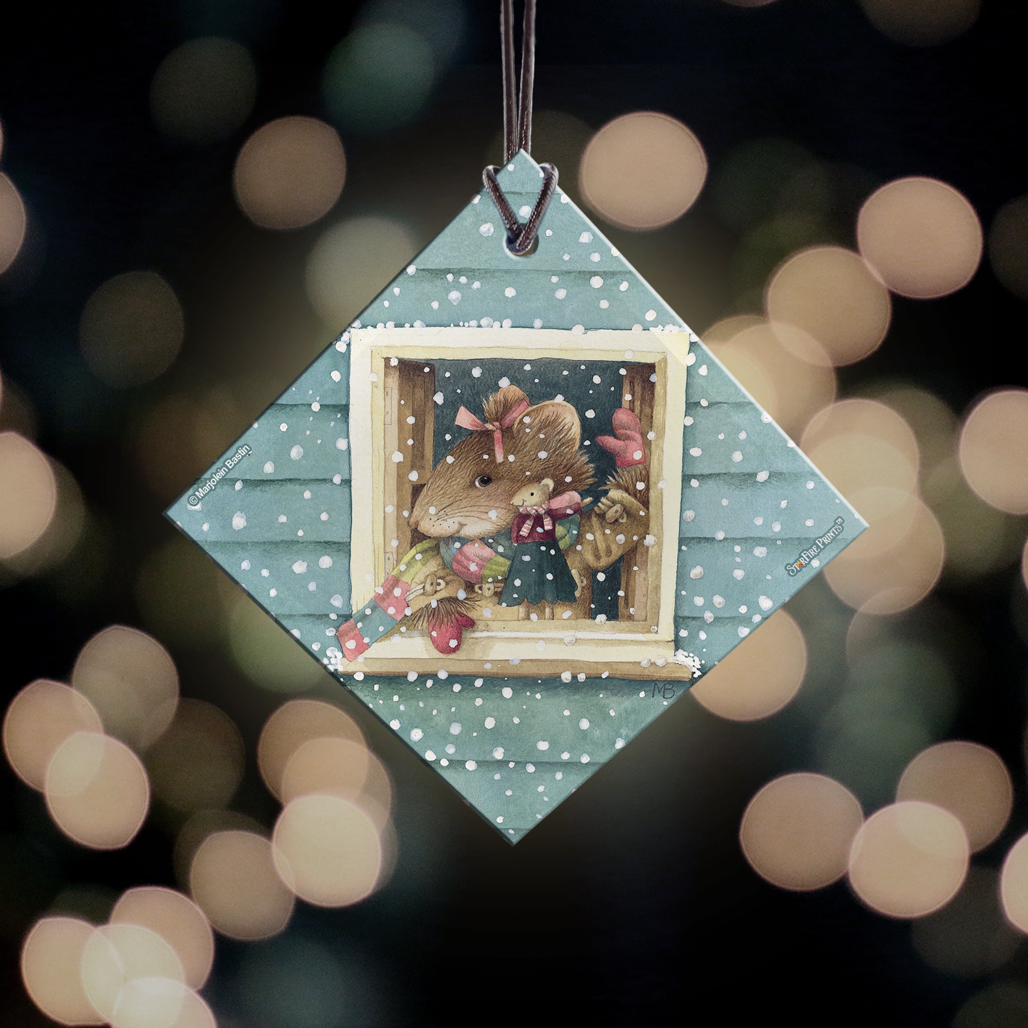 Marjolein Bastin (Vera the Mouse Says Hello) StarFire Prints™ Hanging Glass Print SPSQU836