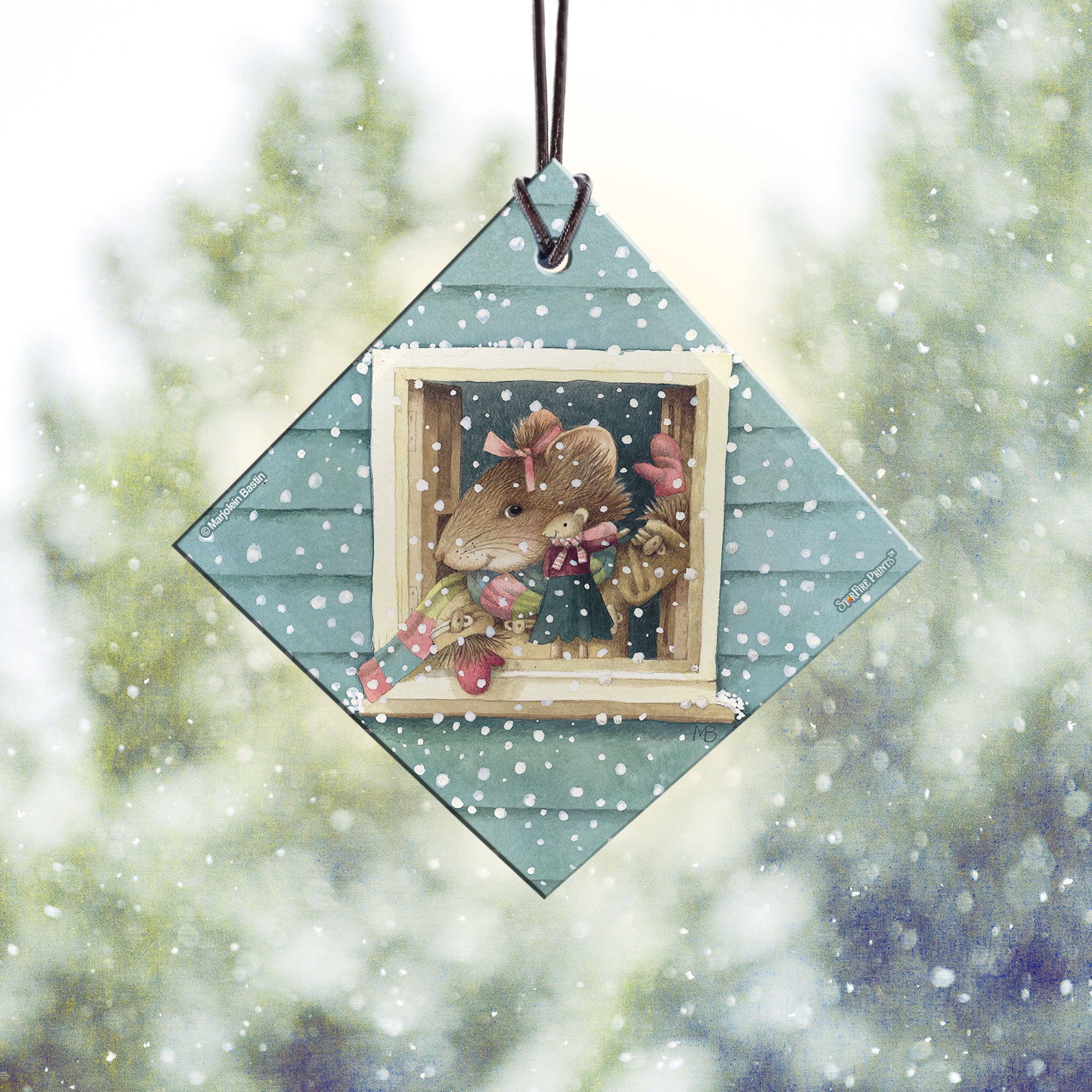 Marjolein Bastin (Vera the Mouse Says Hello) StarFire Prints™ Hanging Glass Print SPSQU836