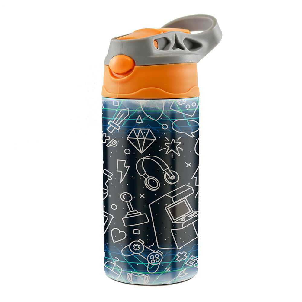 Trend Setters Original (Gamer) 12 oz Stainless Steel Water Bottle with Orange and Grey Lid SSKIDOG0030