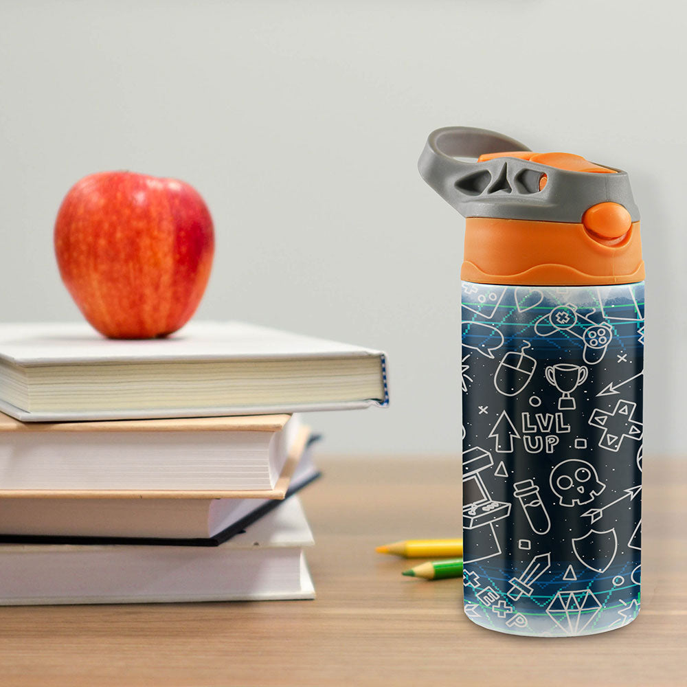 Trend Setters Original (Gamer) 12 oz Stainless Steel Water Bottle with Orange and Grey Lid SSKIDOG0030