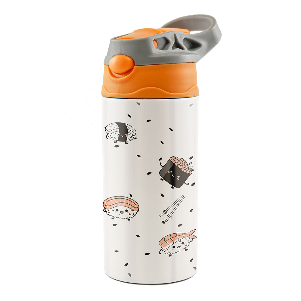 Trend Setters Original (Sushi) 12 oz Stainless Steel Water Bottle with Orange and Grey Lid SSKIDOG0031