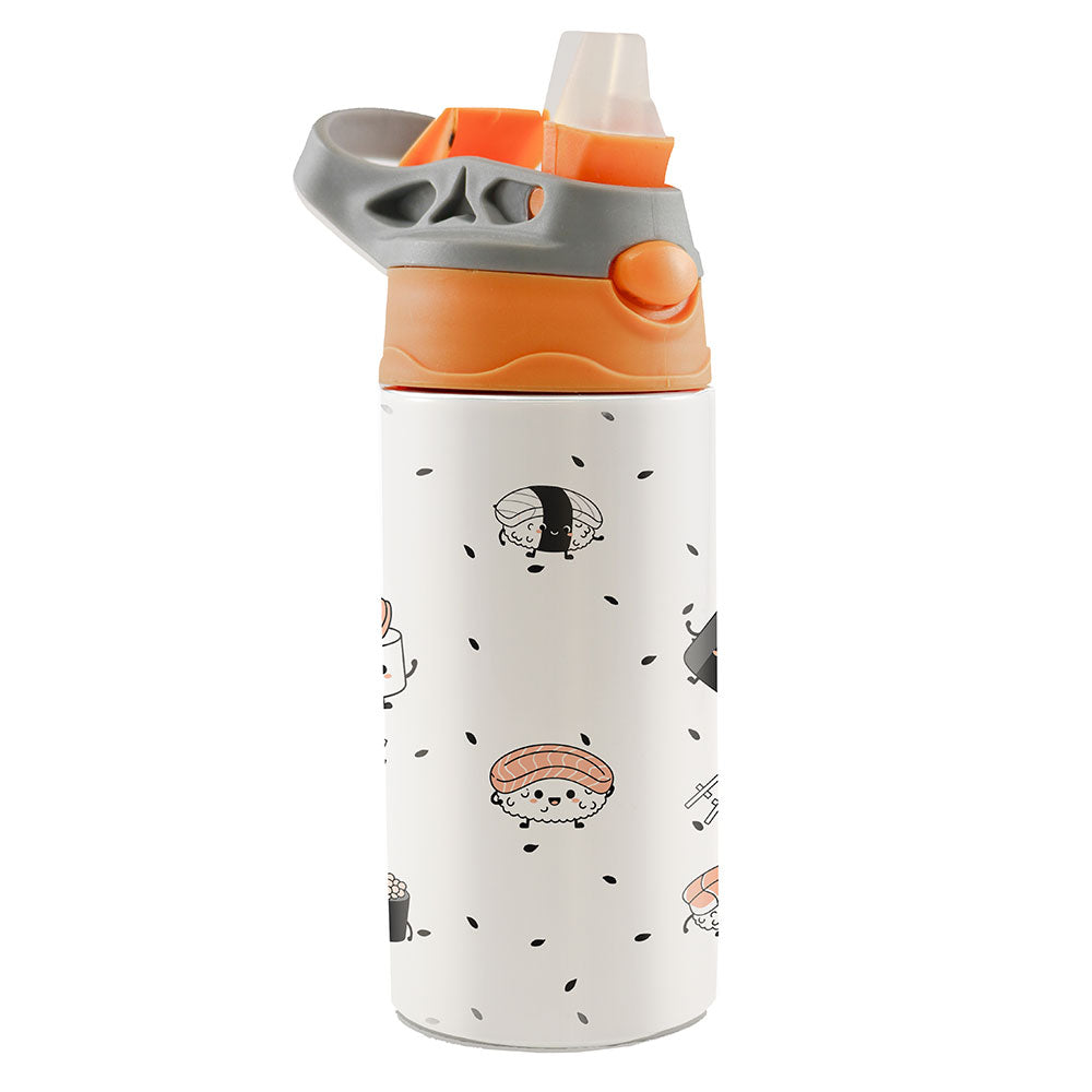 Trend Setters Original (Sushi) 12 oz Stainless Steel Water Bottle with Orange and Grey Lid SSKIDOG0031
