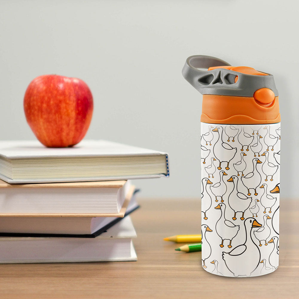Trend Setters Original (Silly Goose) 12 oz Stainless Steel Water Bottle with Orange and Grey Lid SSKIDOG0034