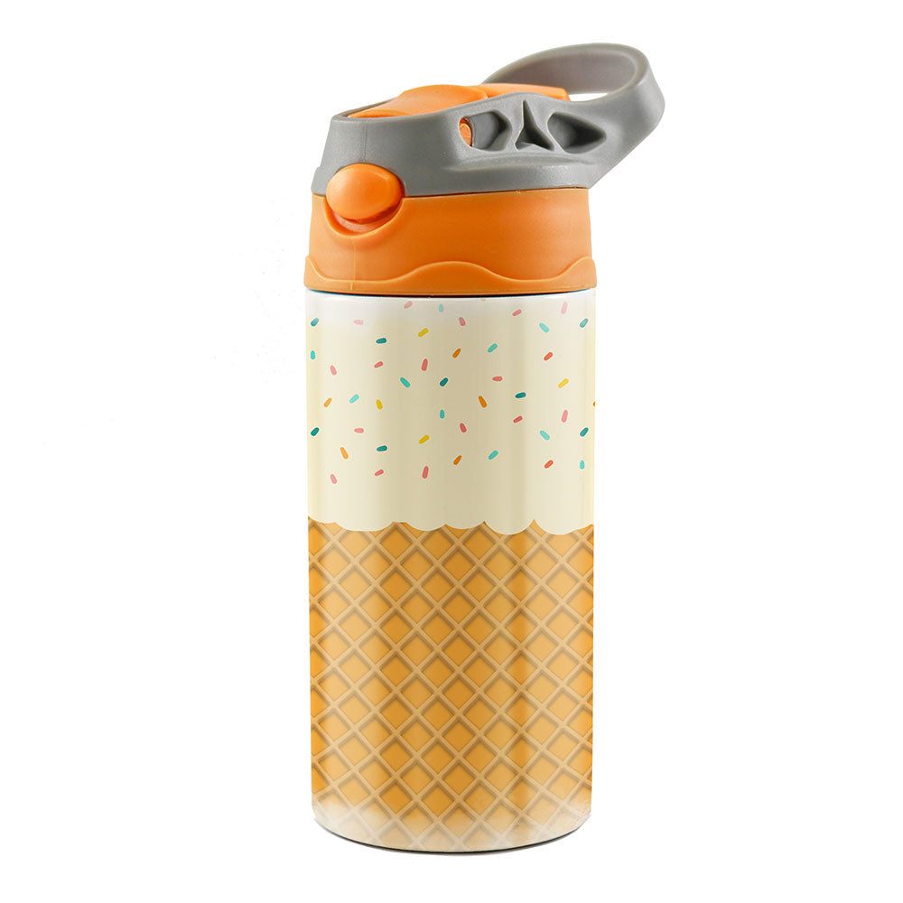 Trend Setters Original (Ice Cream Cone) 12 oz Stainless Steel Water Bottle with Orange and Grey Lid SSKIDOG0035