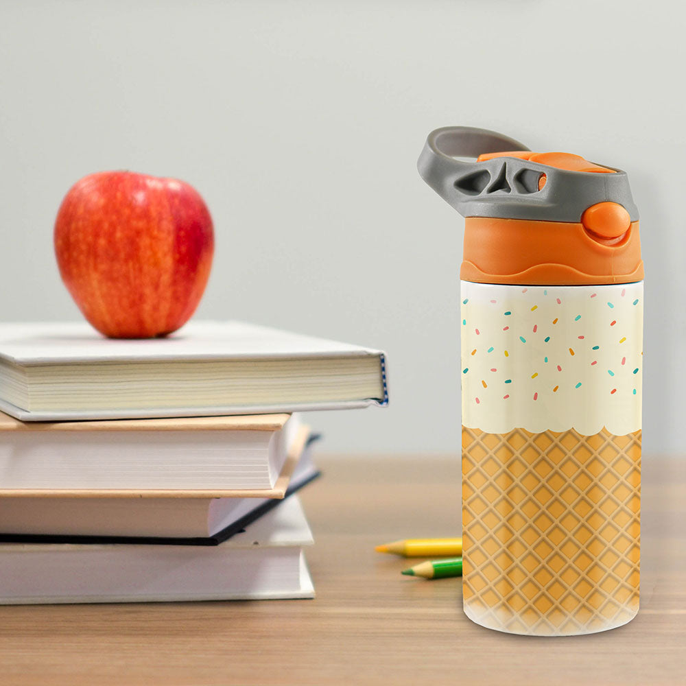 Trend Setters Original (Ice Cream Cone) 12 oz Stainless Steel Water Bottle with Orange and Grey Lid SSKIDOG0035