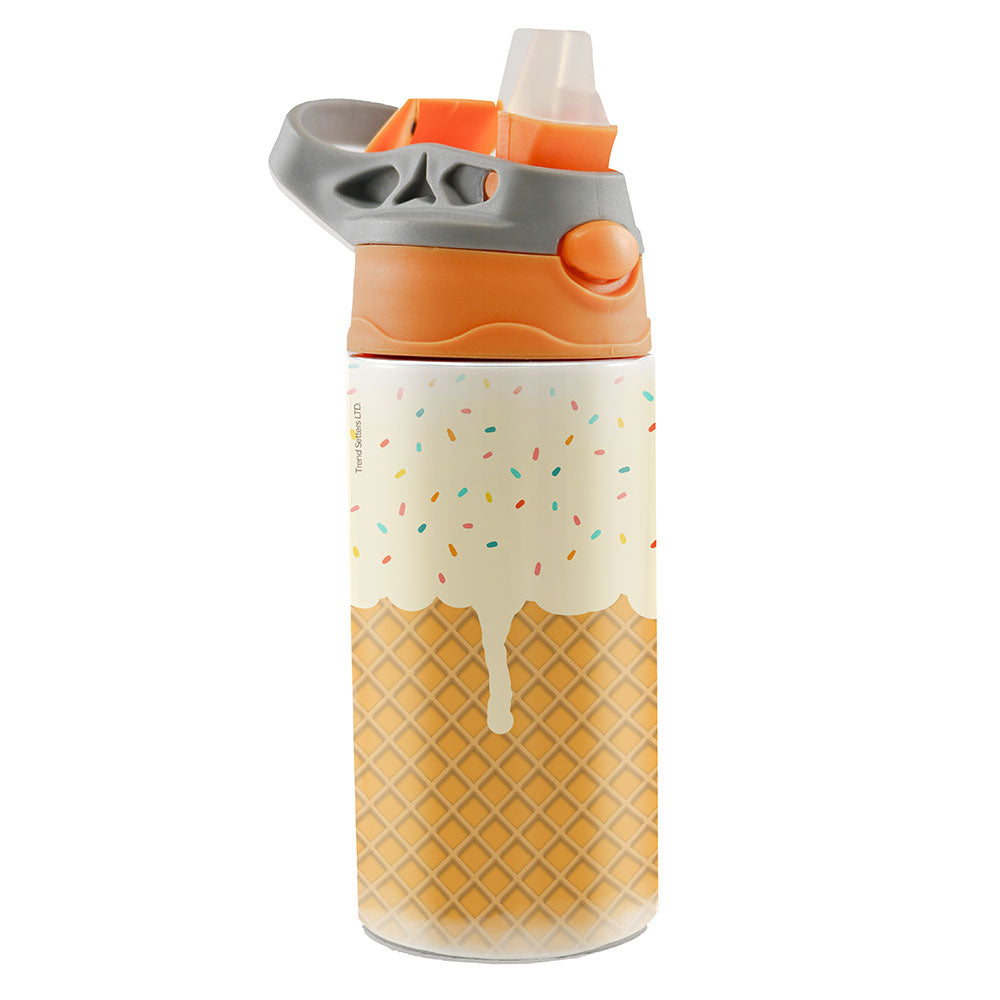 Trend Setters Original (Ice Cream Cone) 12 oz Stainless Steel Water Bottle with Orange and Grey Lid SSKIDOG0035