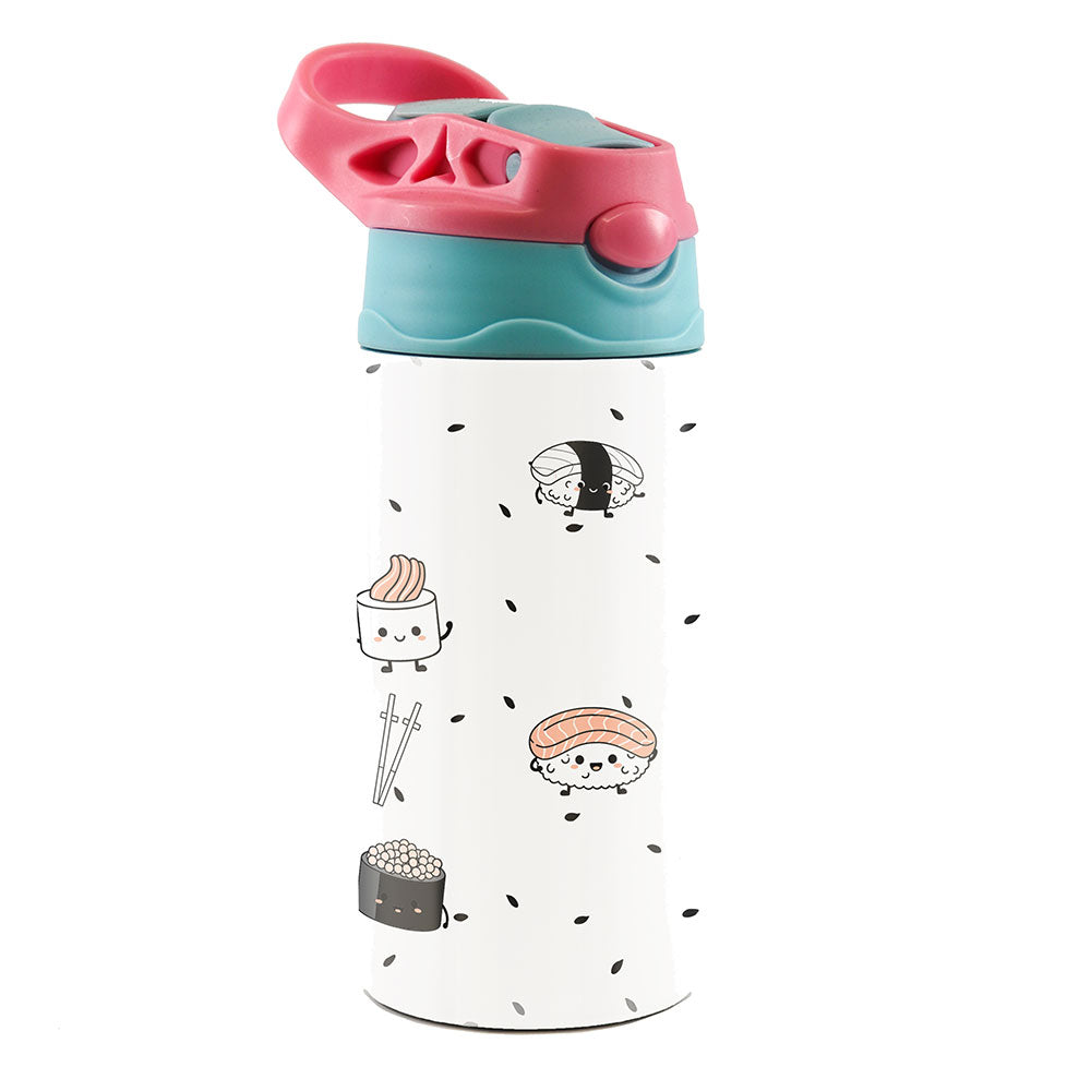 Trend Setters Original (Sushi) 12 oz Stainless Steel Water Bottle with Pink and Blue Lid SSKIDPB0032