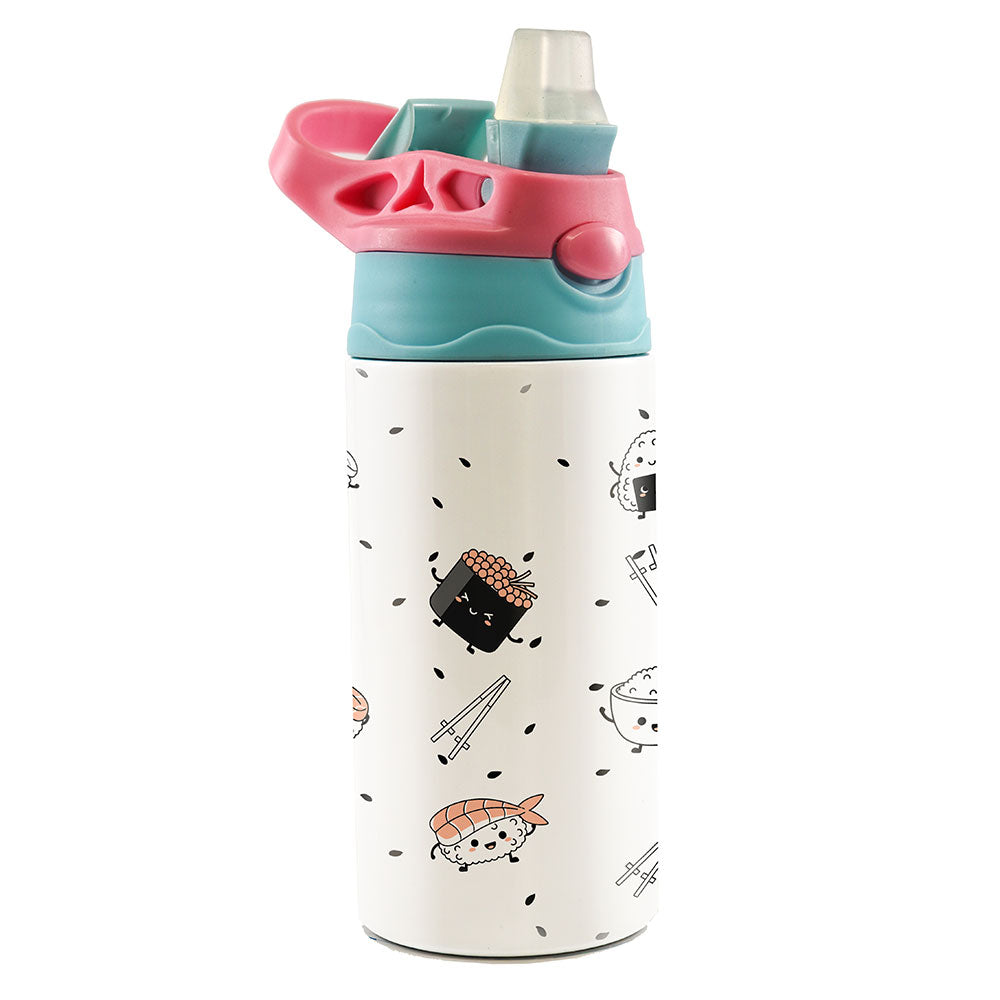 Trend Setters Original (Sushi) 12 oz Stainless Steel Water Bottle with Pink and Blue Lid SSKIDPB0032