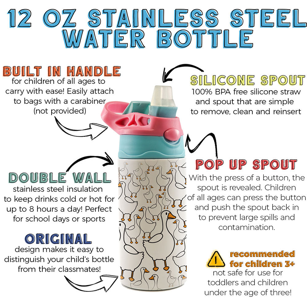 Trend Setters Original (Silly Goose) 12 oz Stainless Steel Water Bottle with Pink and Blue Lid SSKIDPB0033
