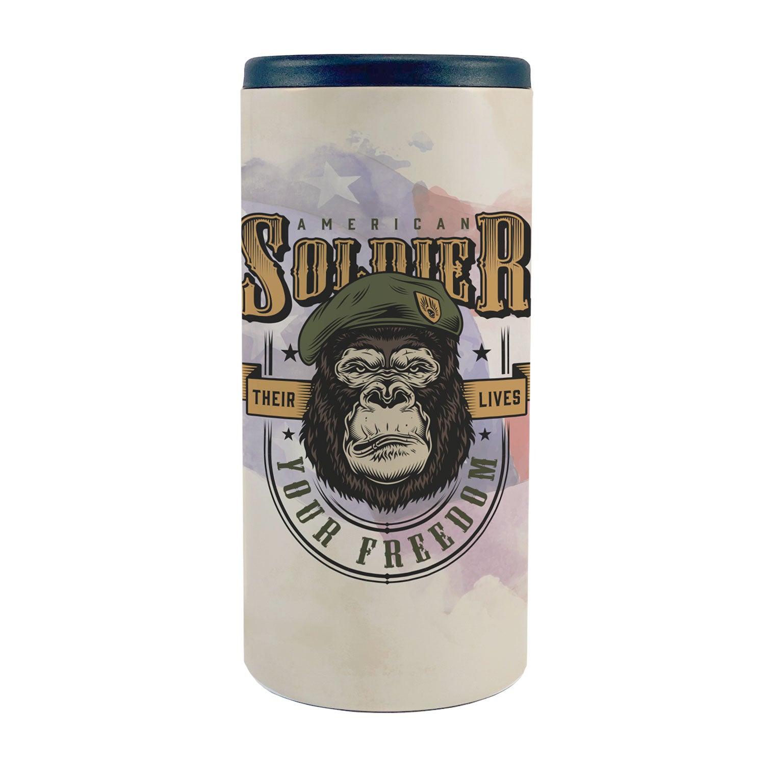 Patriot Collection (American Soldier) 12 Oz Stainless Steel Slim Can Cooler SSKOOW0005