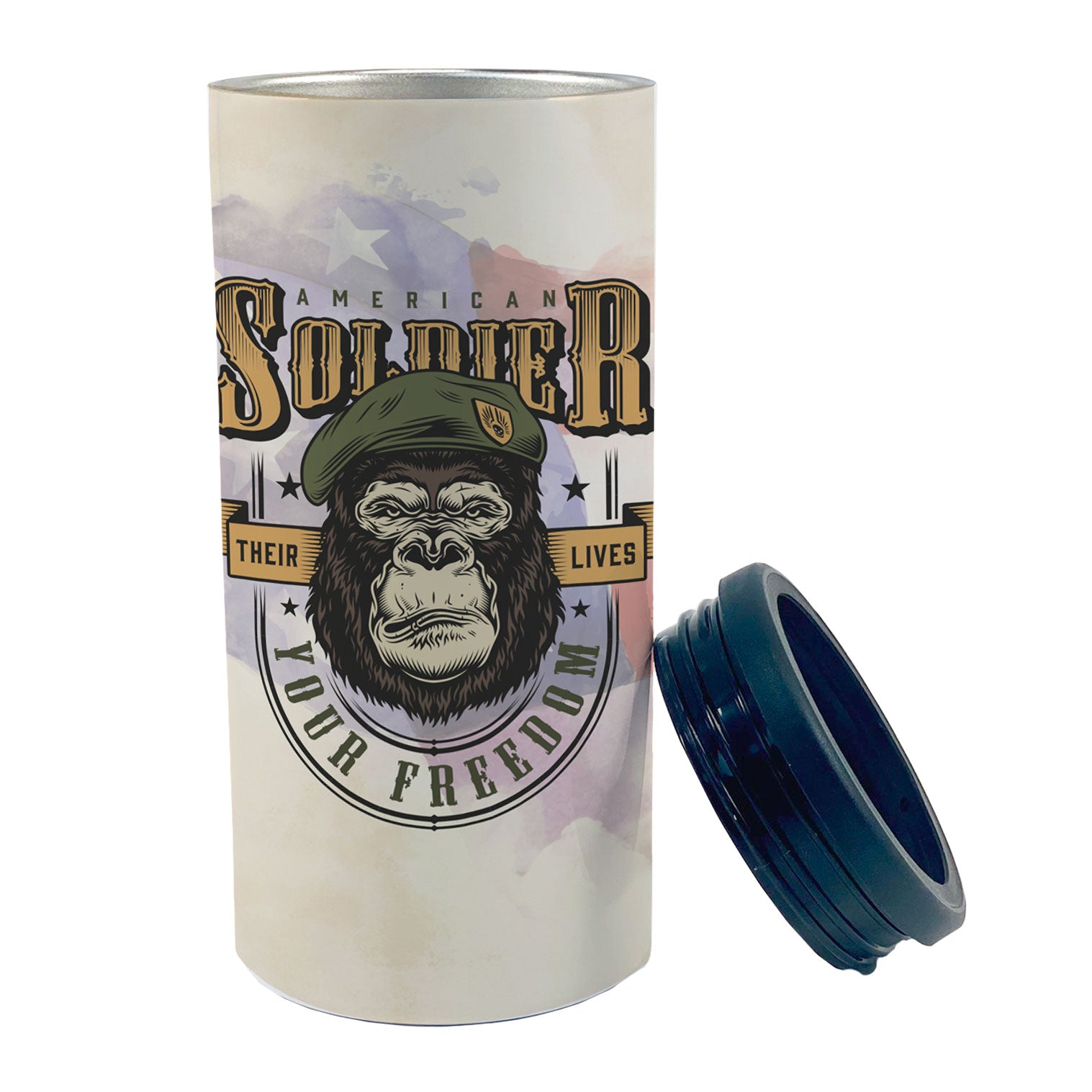 Patriot Collection (American Soldier) 12 Oz Stainless Steel Slim Can Cooler SSKOOW0005