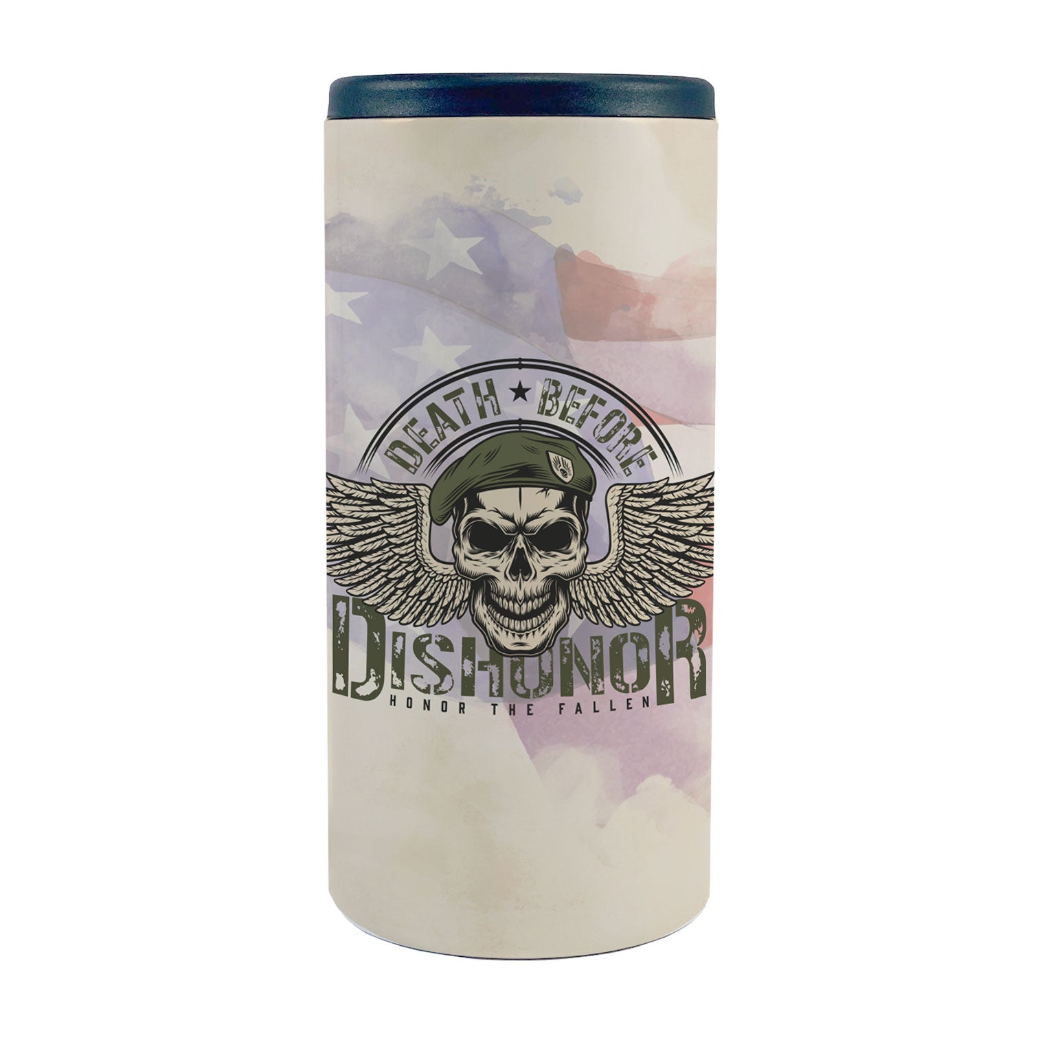 Patriot Collection (Death Before Dishonor) 12 Oz Stainless Steel Slim Can Cooler SSKOOW0006