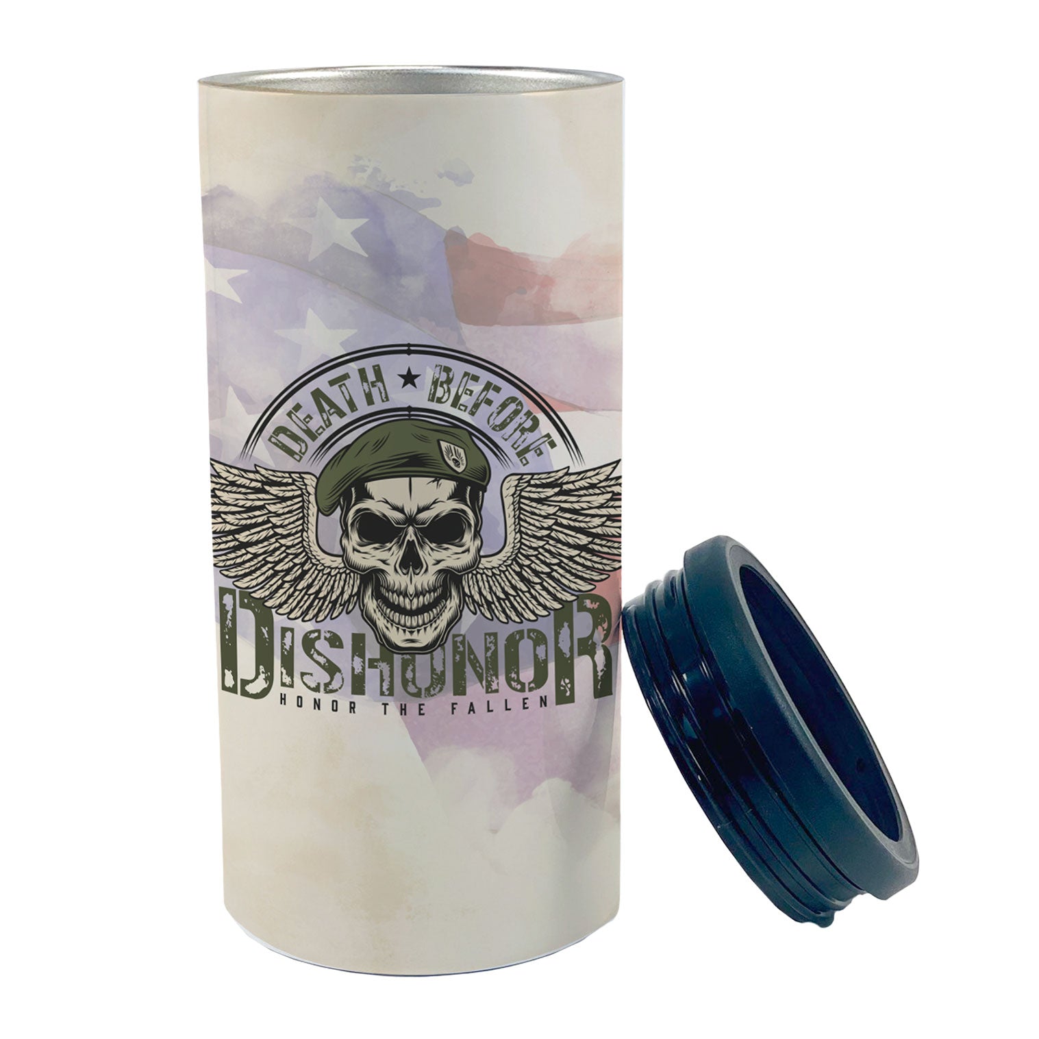 Patriot Collection (Death Before Dishonor) 12 Oz Stainless Steel Slim Can Cooler SSKOOW0006