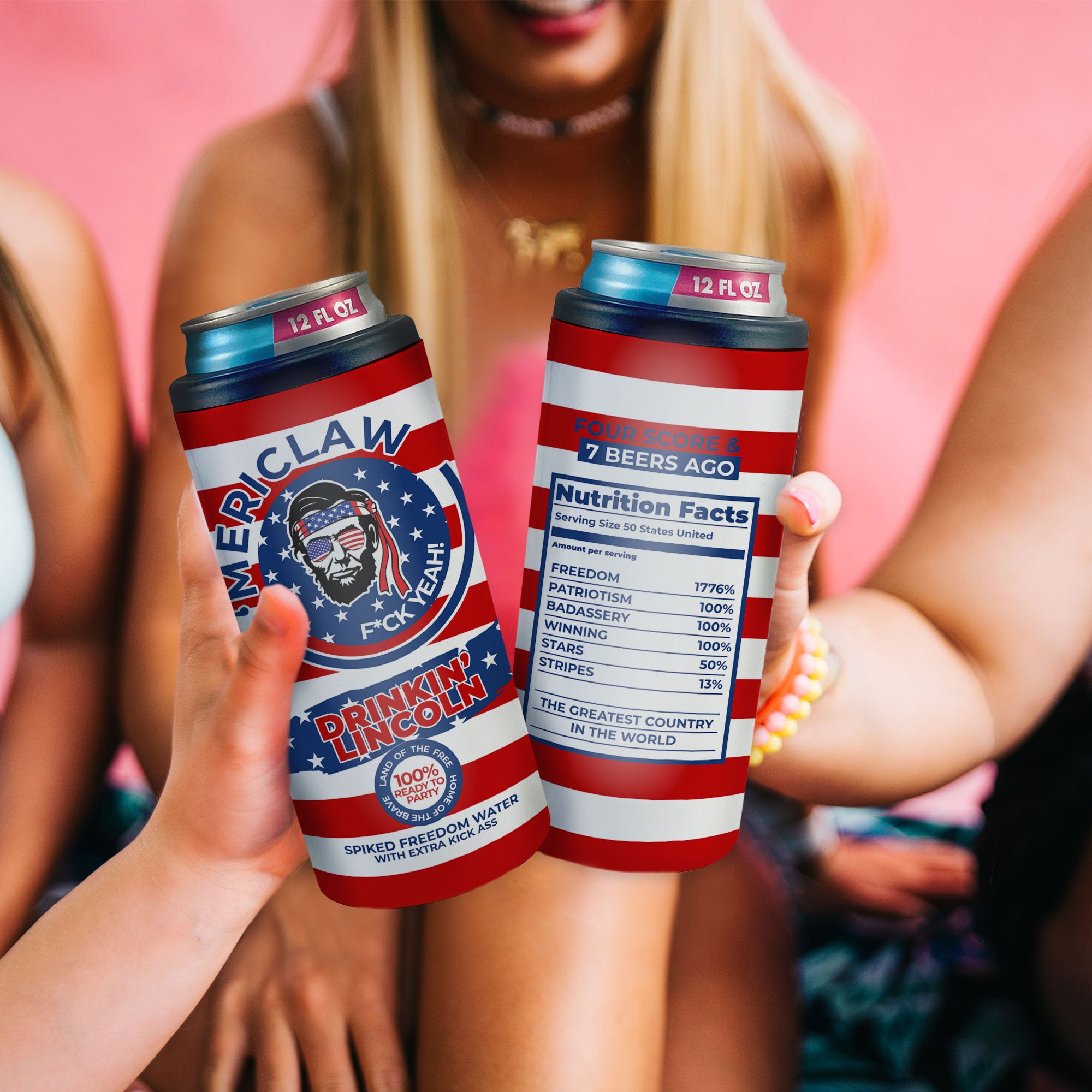 Patriot Collection (Drinkin Lincoln) 12 oz Stainless Steel Slim Can Cooler SSKOOW0011