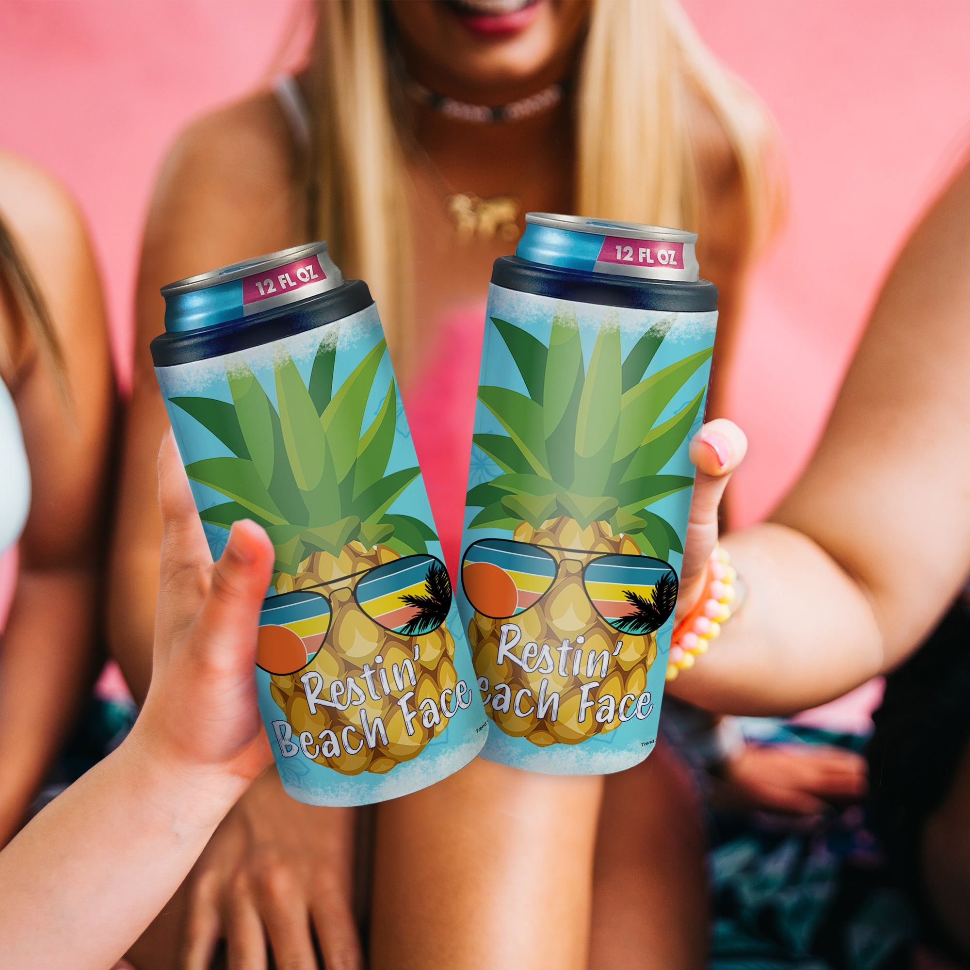 Vacation Collection (Restin Beach Face) 12 Oz Slim Can Cooler