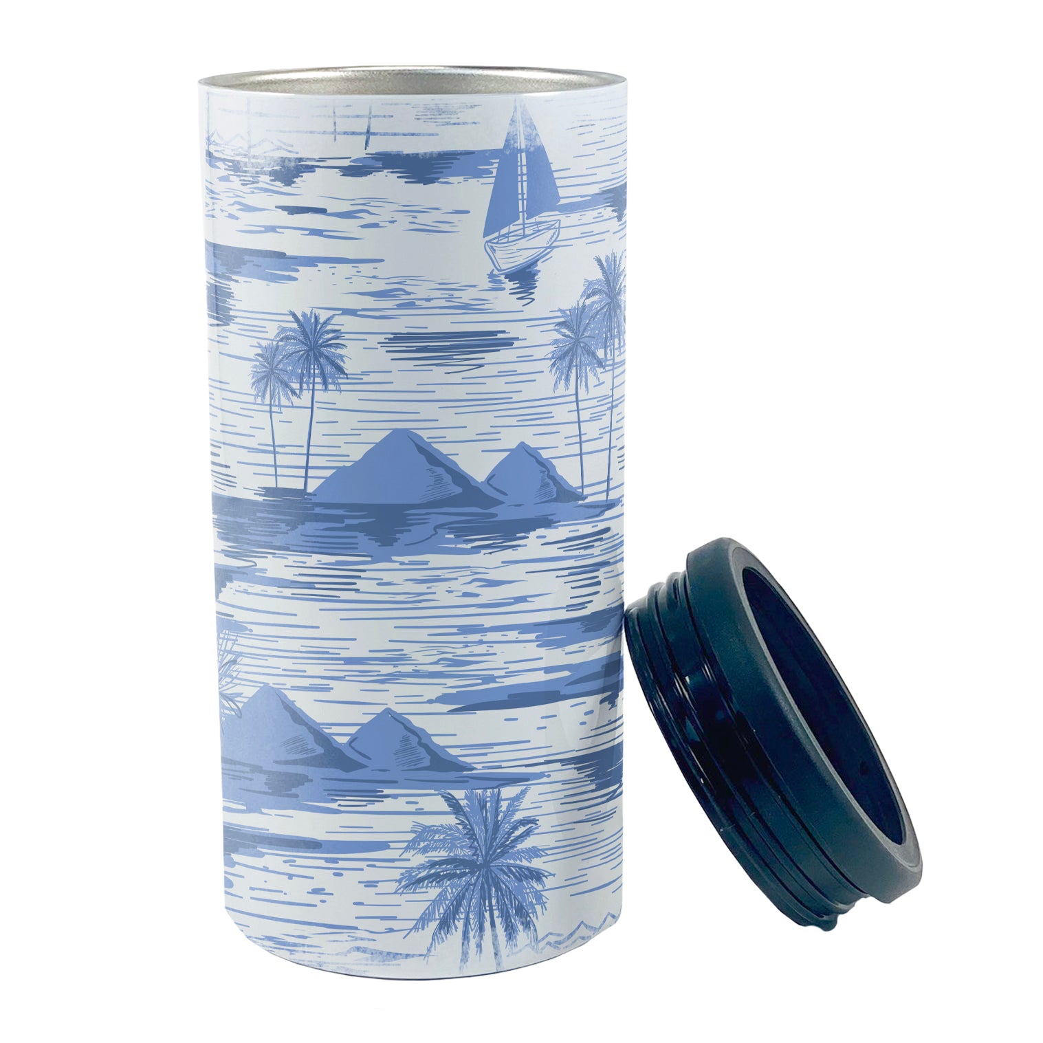Vacation Collection (Tropical Print) 12 Oz Stainless Steel Slim Can Cooler SSKOOW0019