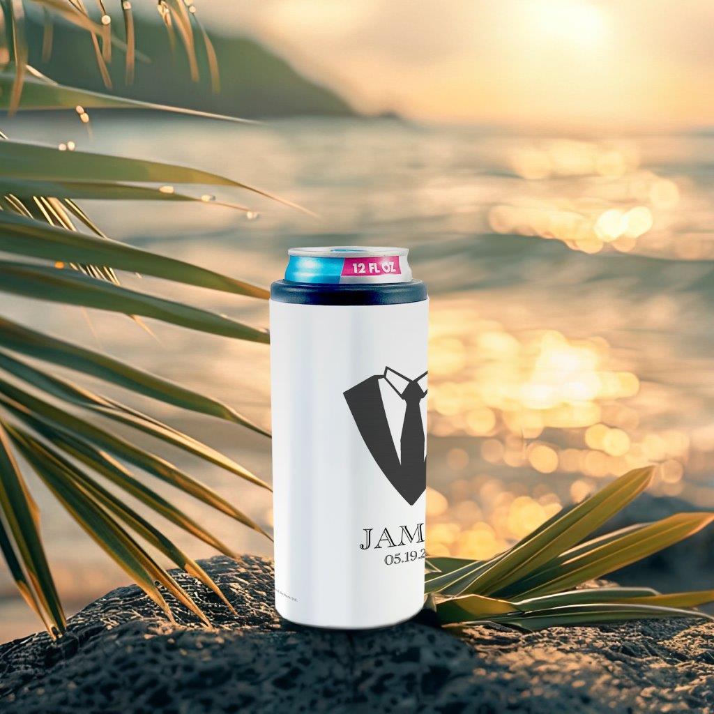 Trend Setters Original (Groomsman Tuxedo - Personalized) 12 oz Stainless Steel Slim Can Cooler SSKOOW0033