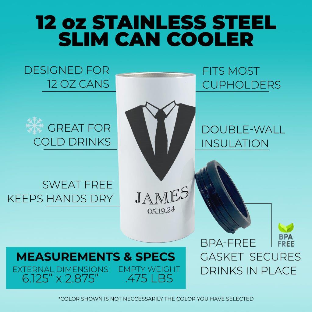 Trend Setters Original (Groomsman Tuxedo - Personalized) 12 oz Stainless Steel Slim Can Cooler SSKOOW0033