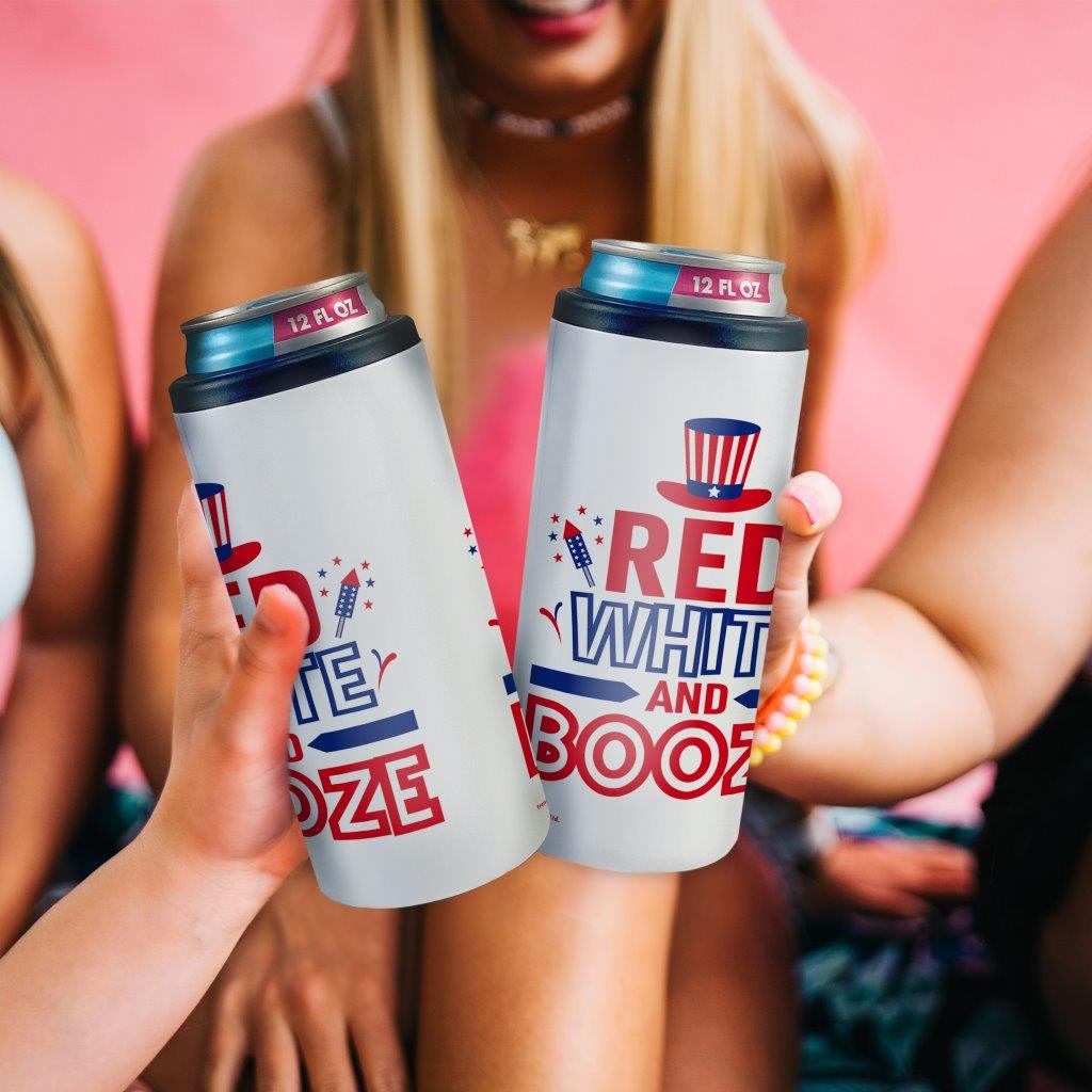 Trend Setters Original (Red, White, and Booze) 12 oz Stainless Steel Slim Can Cooler SSKOOW0035
