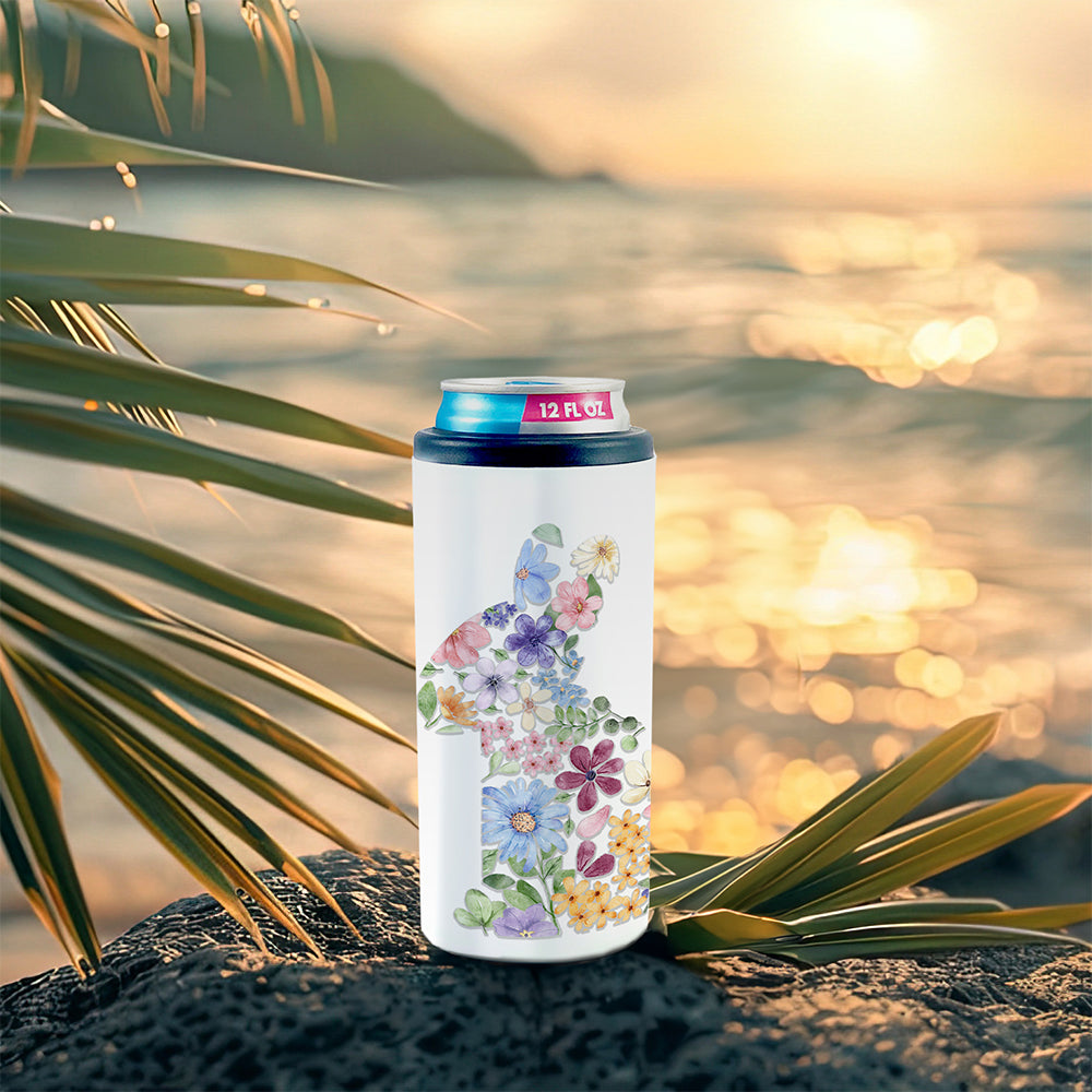 Trend Setters Original (Floral Bunny) 12 Oz Slim Can Cooler SSKOOW0039