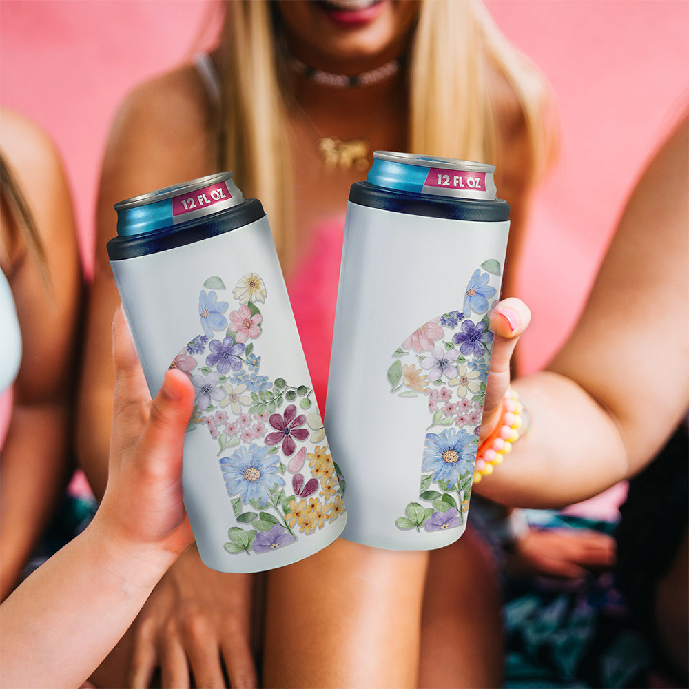 Trend Setters Original (Floral Bunny) 12 Oz Slim Can Cooler SSKOOW0039