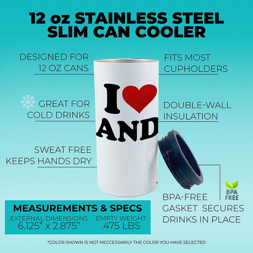 Trend Setters Original (I Heart Custom Name) Personalized 12 Oz Slim Can Cooler SSKOOW0041