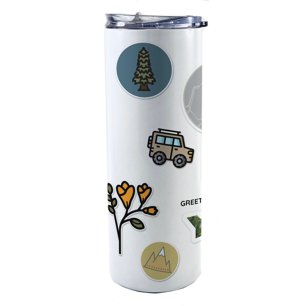 Vacation Collection (National Park - Yosemite) 20 Oz Stainless Steel White Travel Tumbler with Straw SSTUMW0106